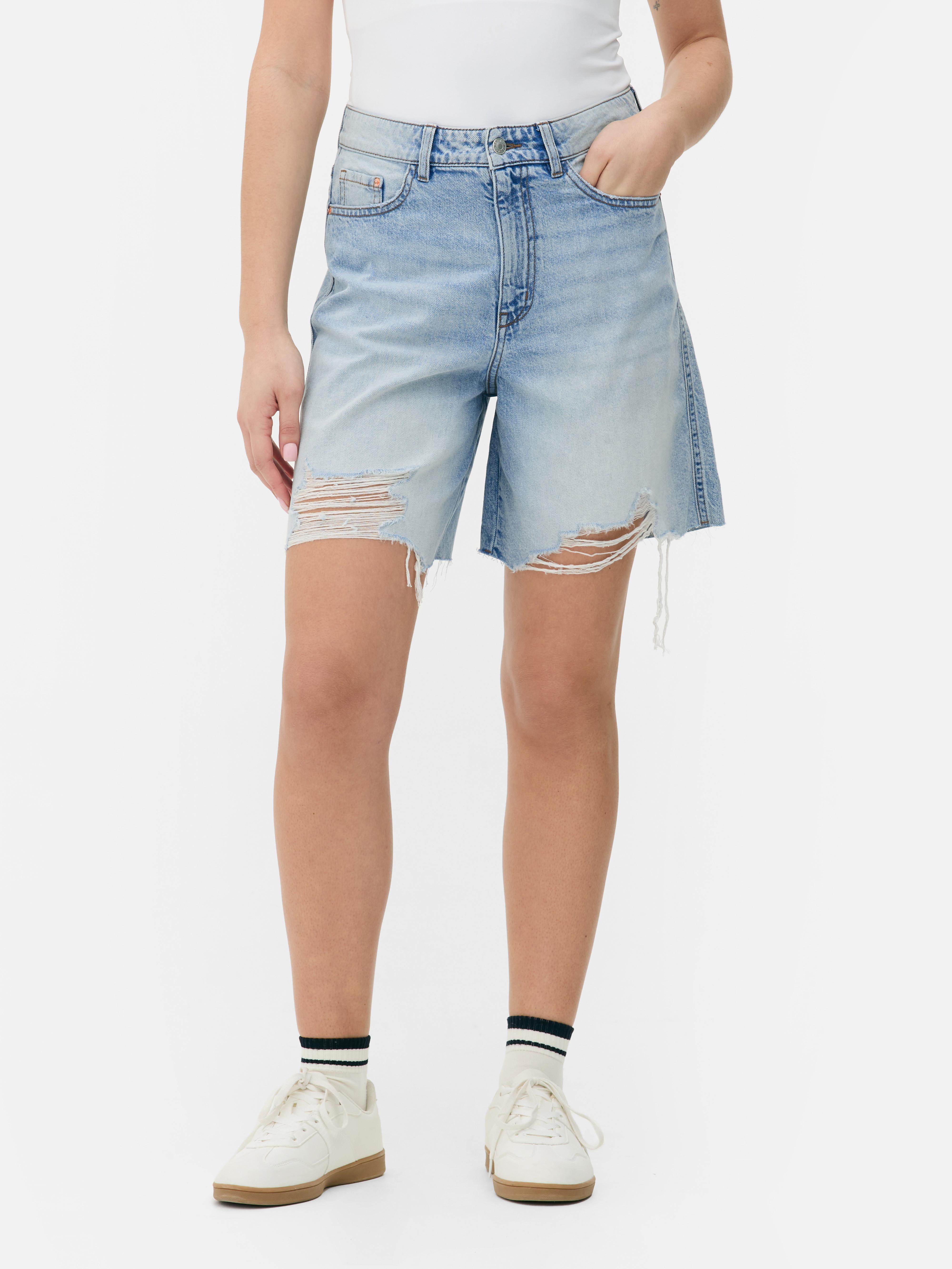 Zerrissene Denim-Bermudashorts