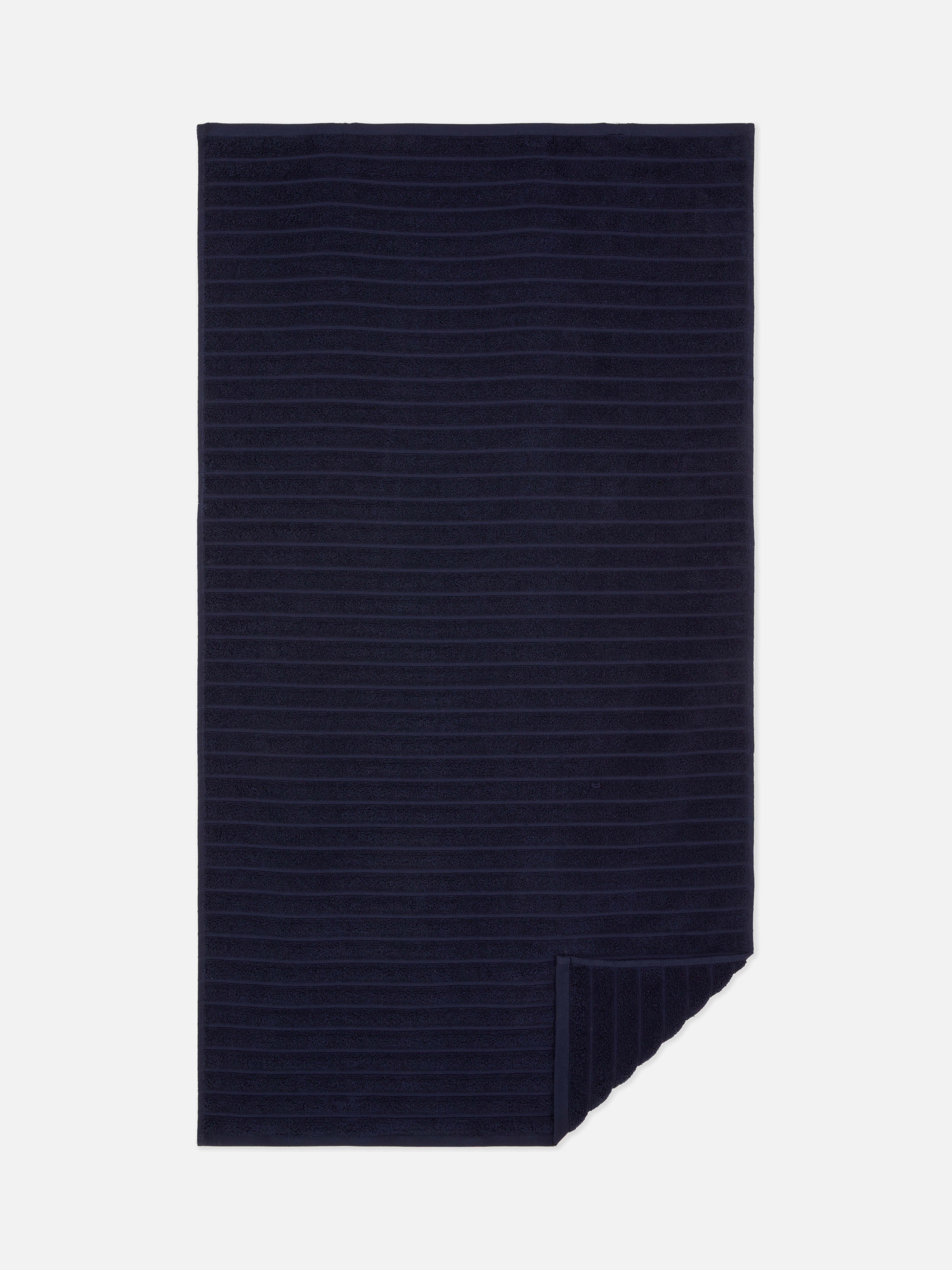 Serviette de bain côtelée Bleu marine