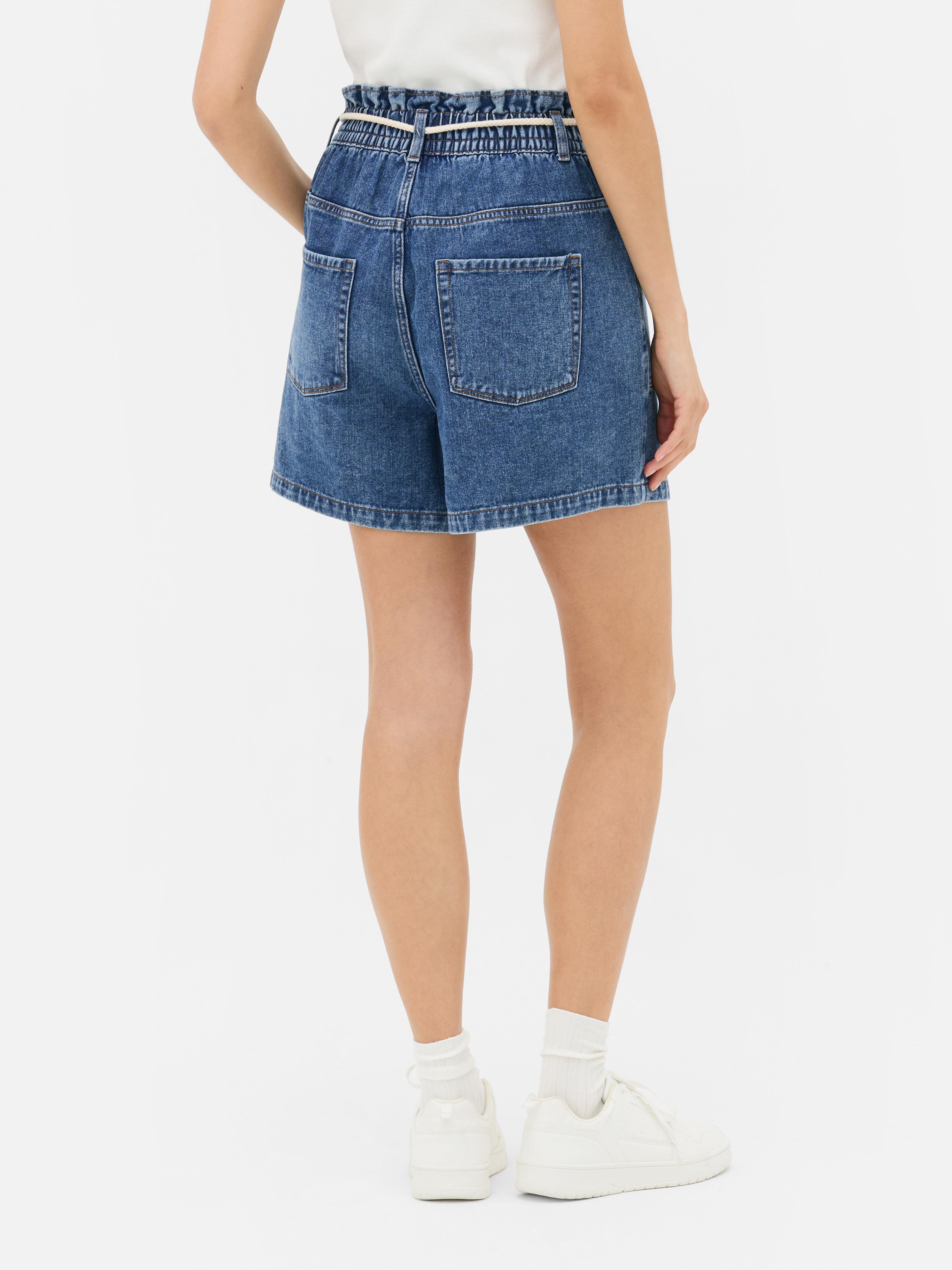 Denim bermuda met touwceintuur