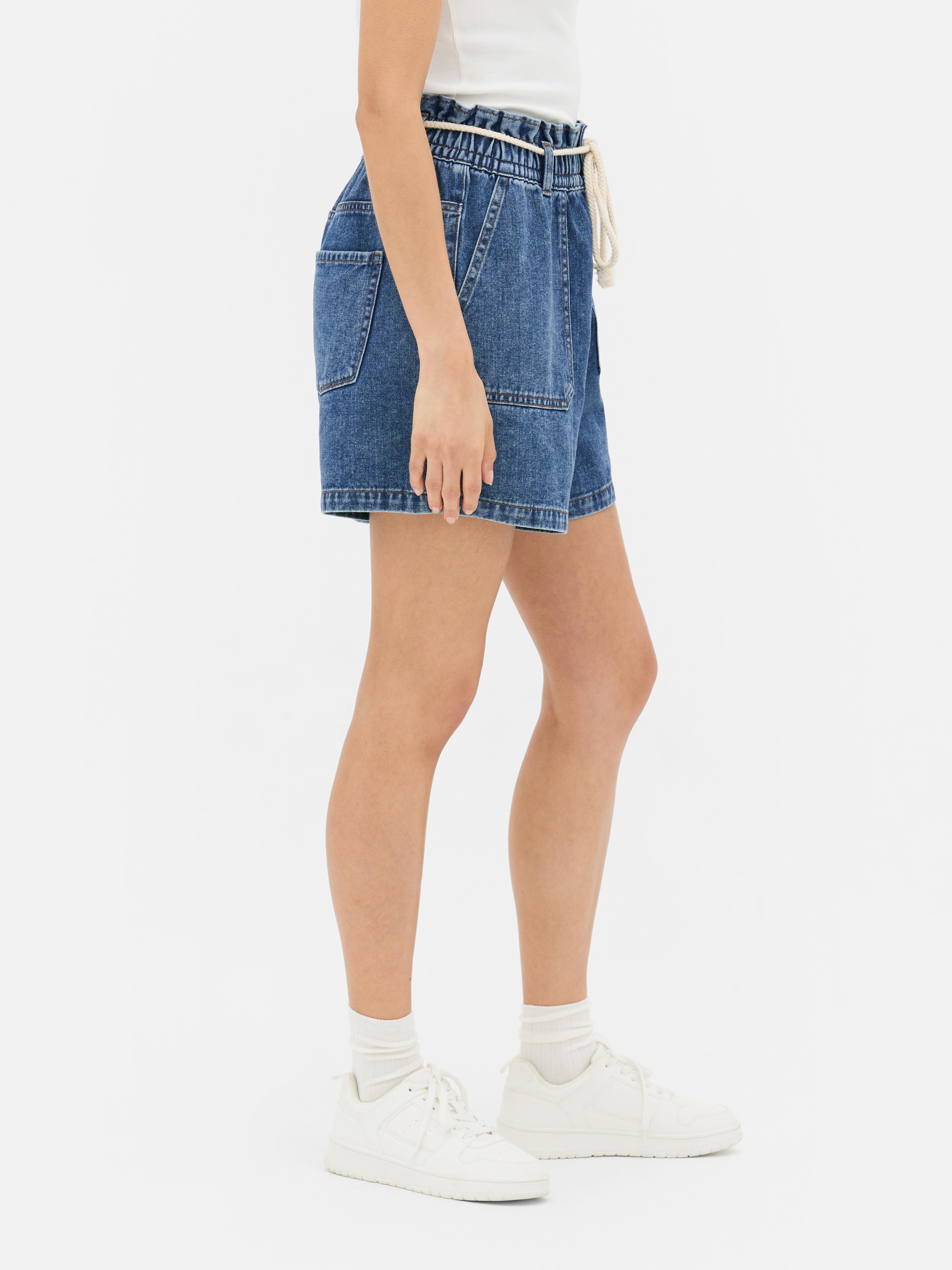 Denim bermuda met touwceintuur
