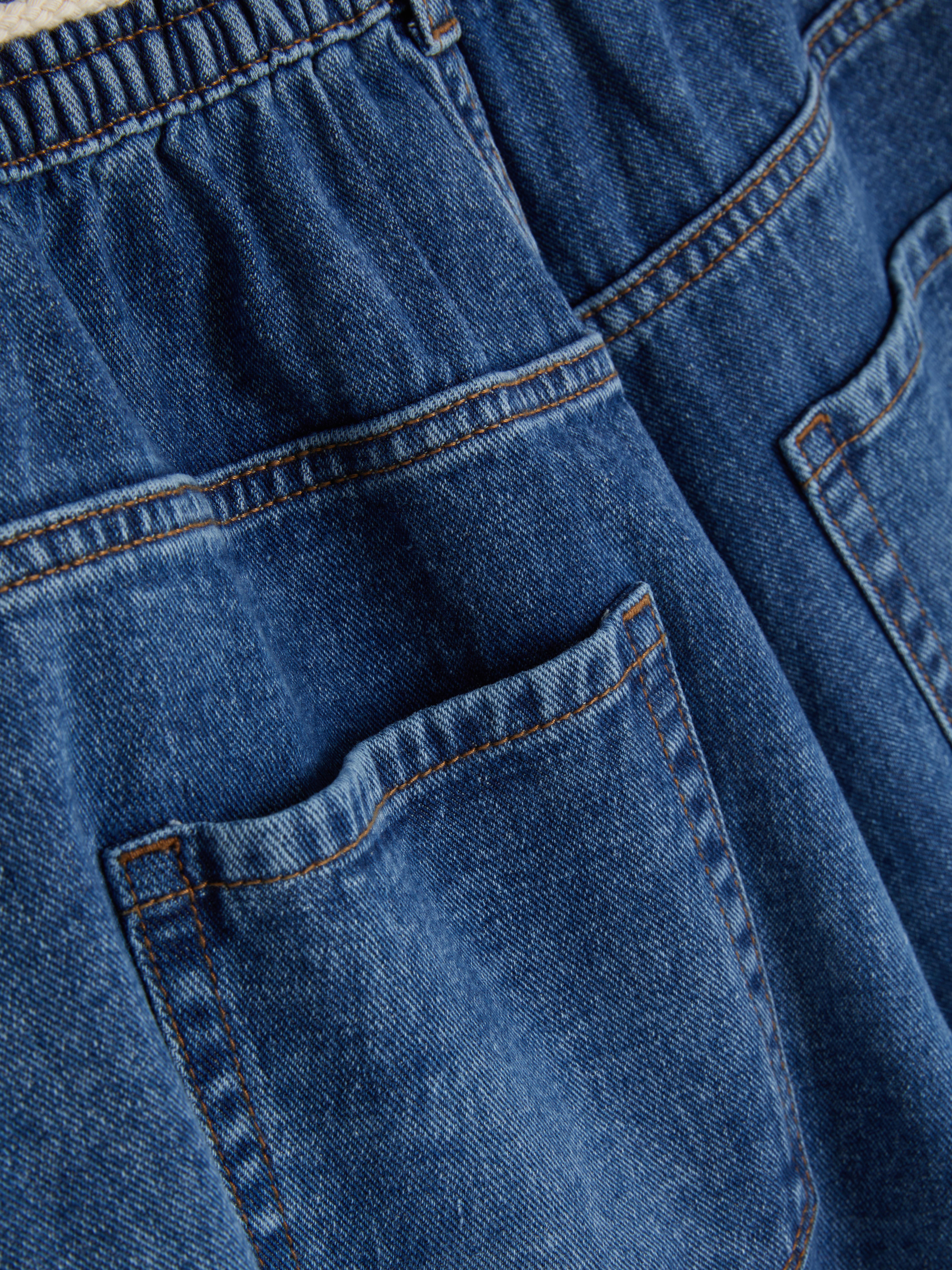 Denim bermuda met touwceintuur