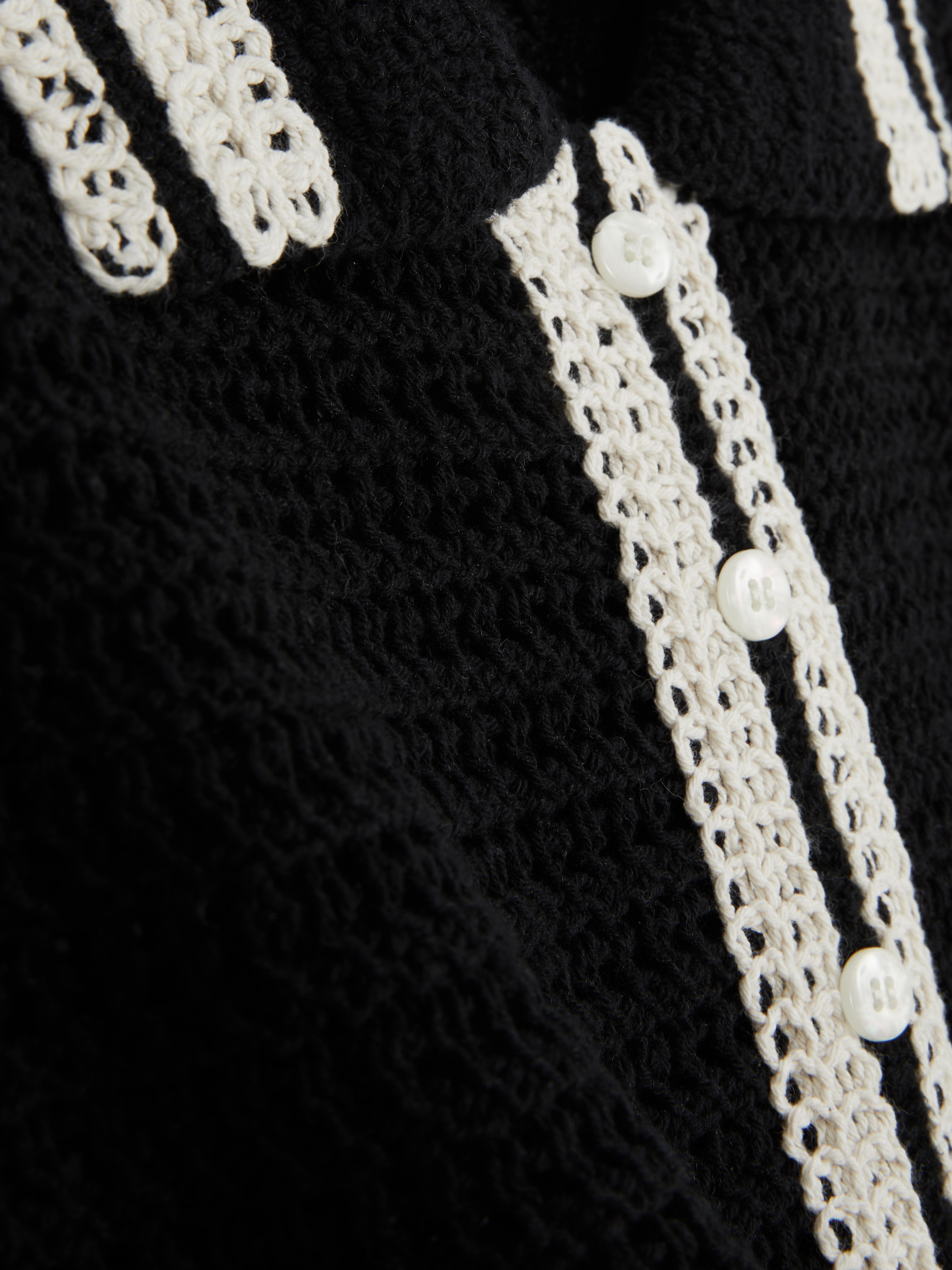 Short Sleeve Crochet Monochrome Shirt