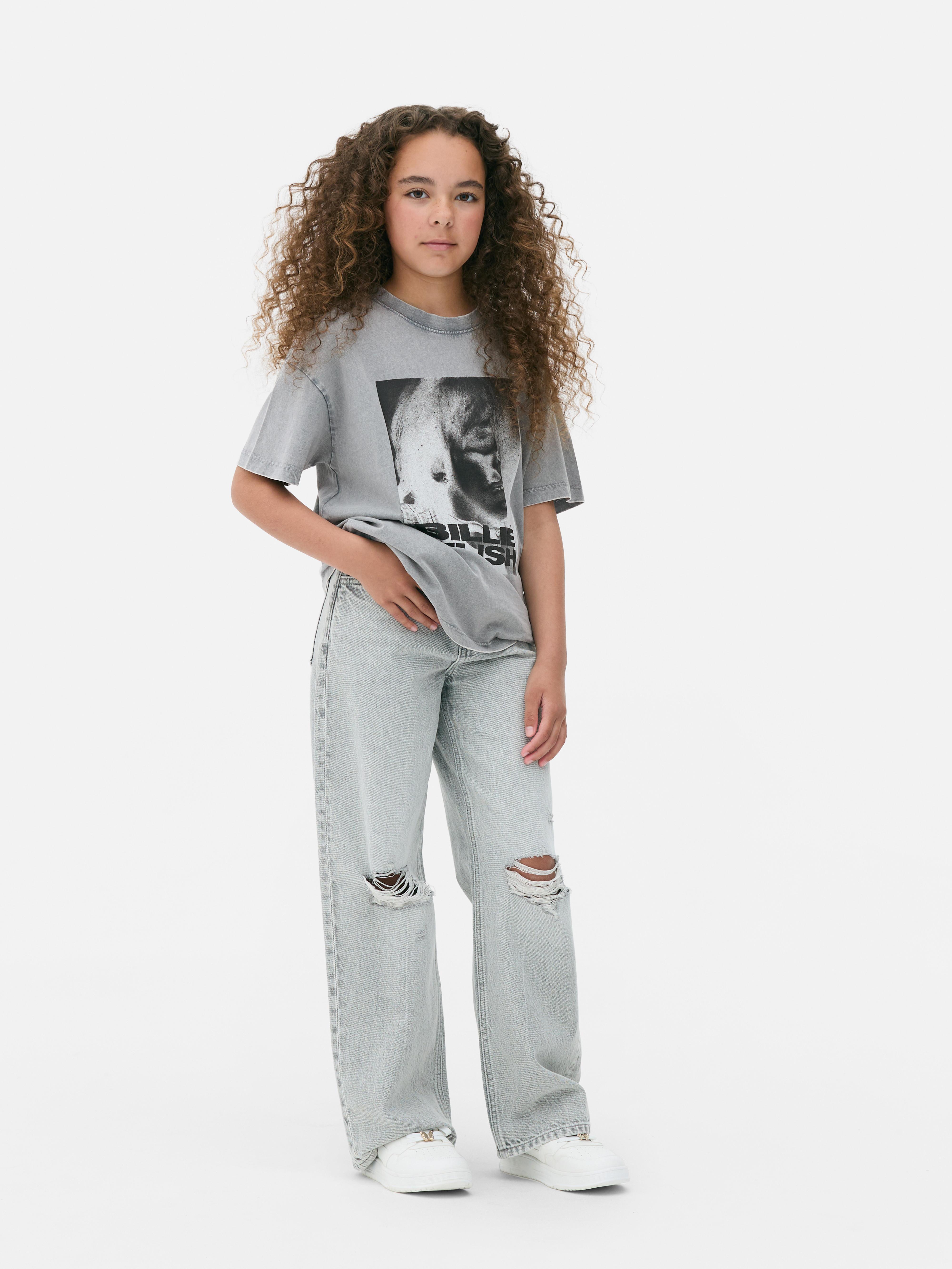 T-shirt z efektem sprania i nadrukiem Billie Eilish