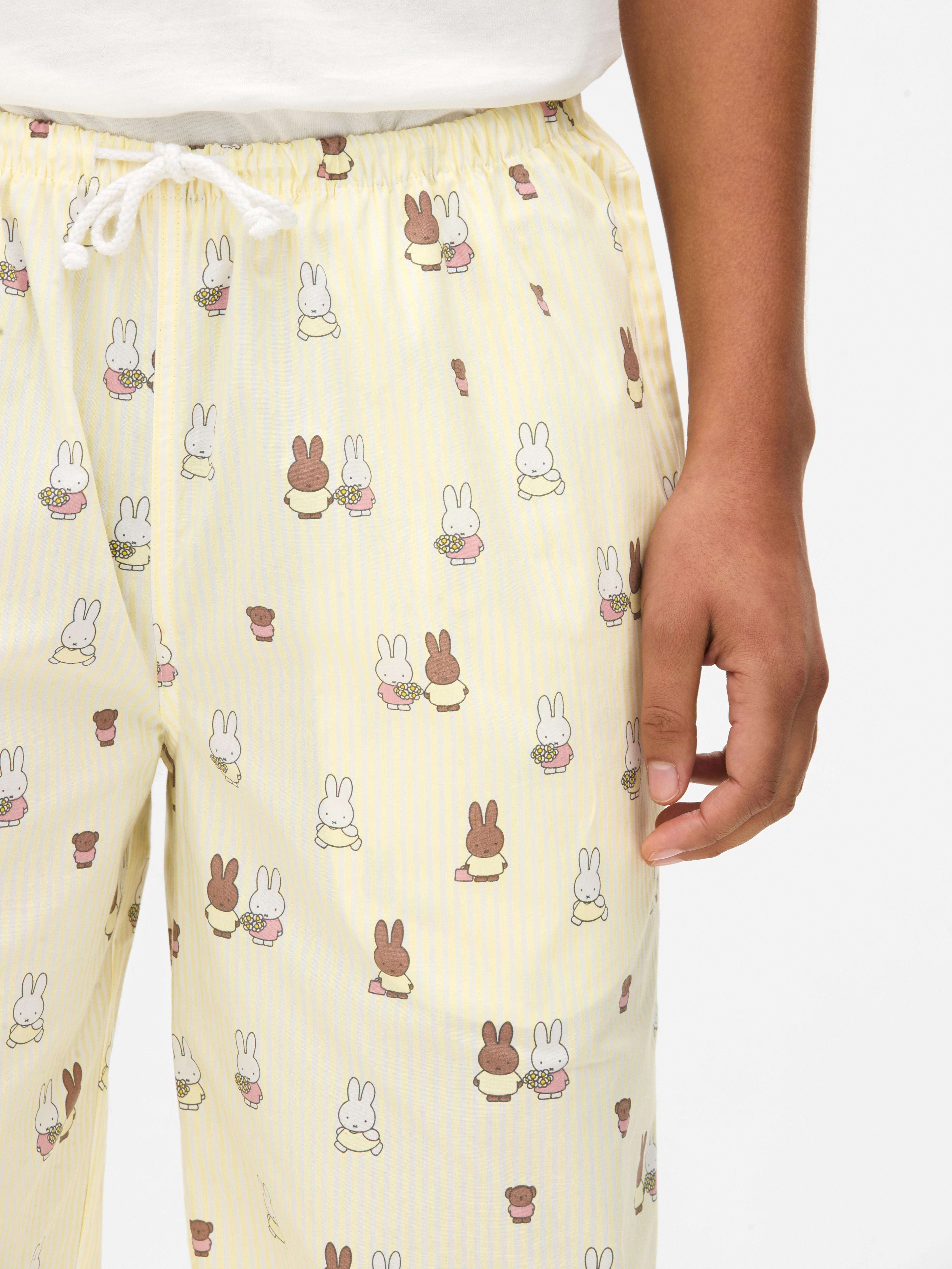 Miffy-mintás, széles szárú pizsamanadrág