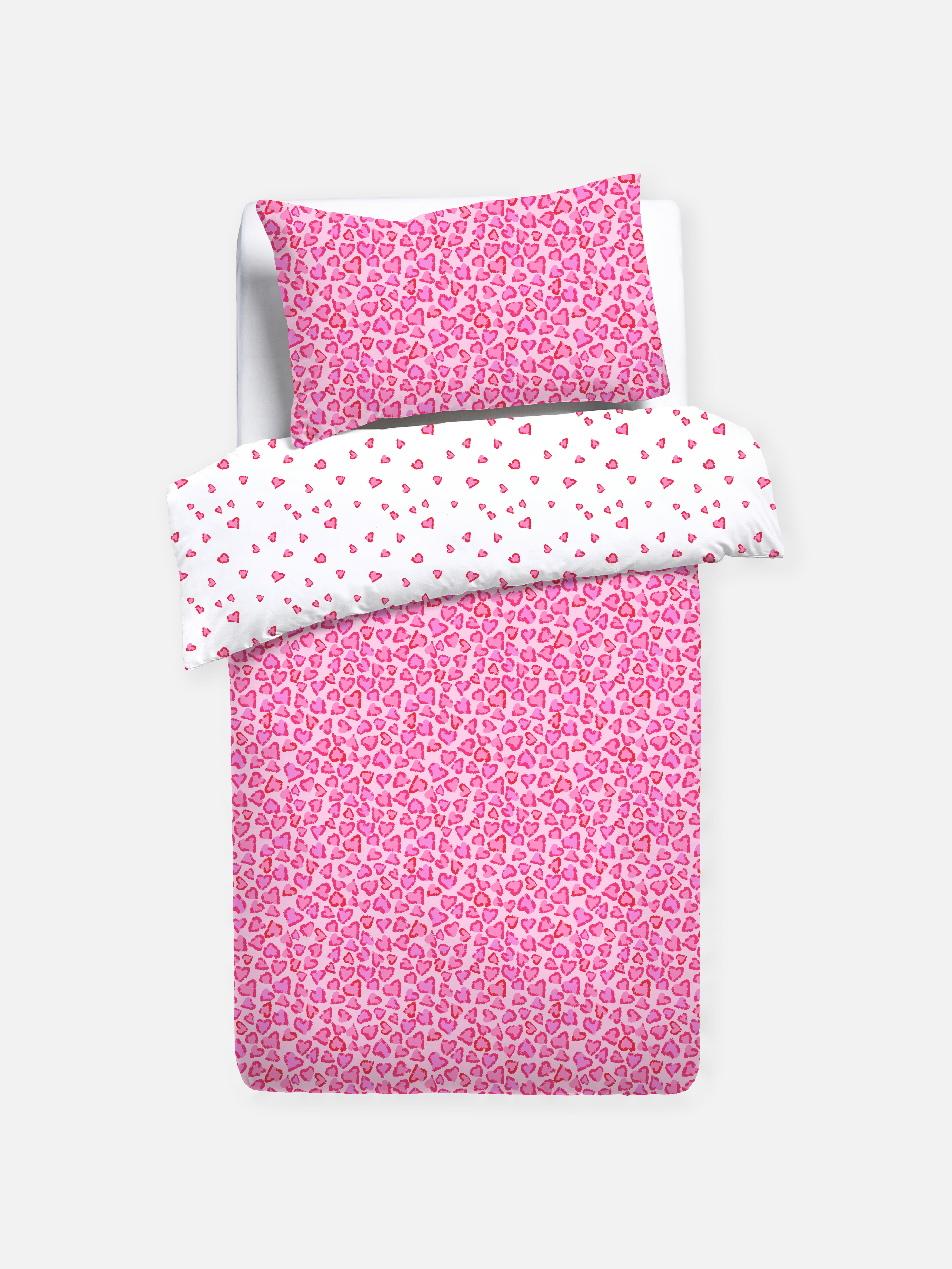Set copripiumone singolo stampa leopardata e cuori