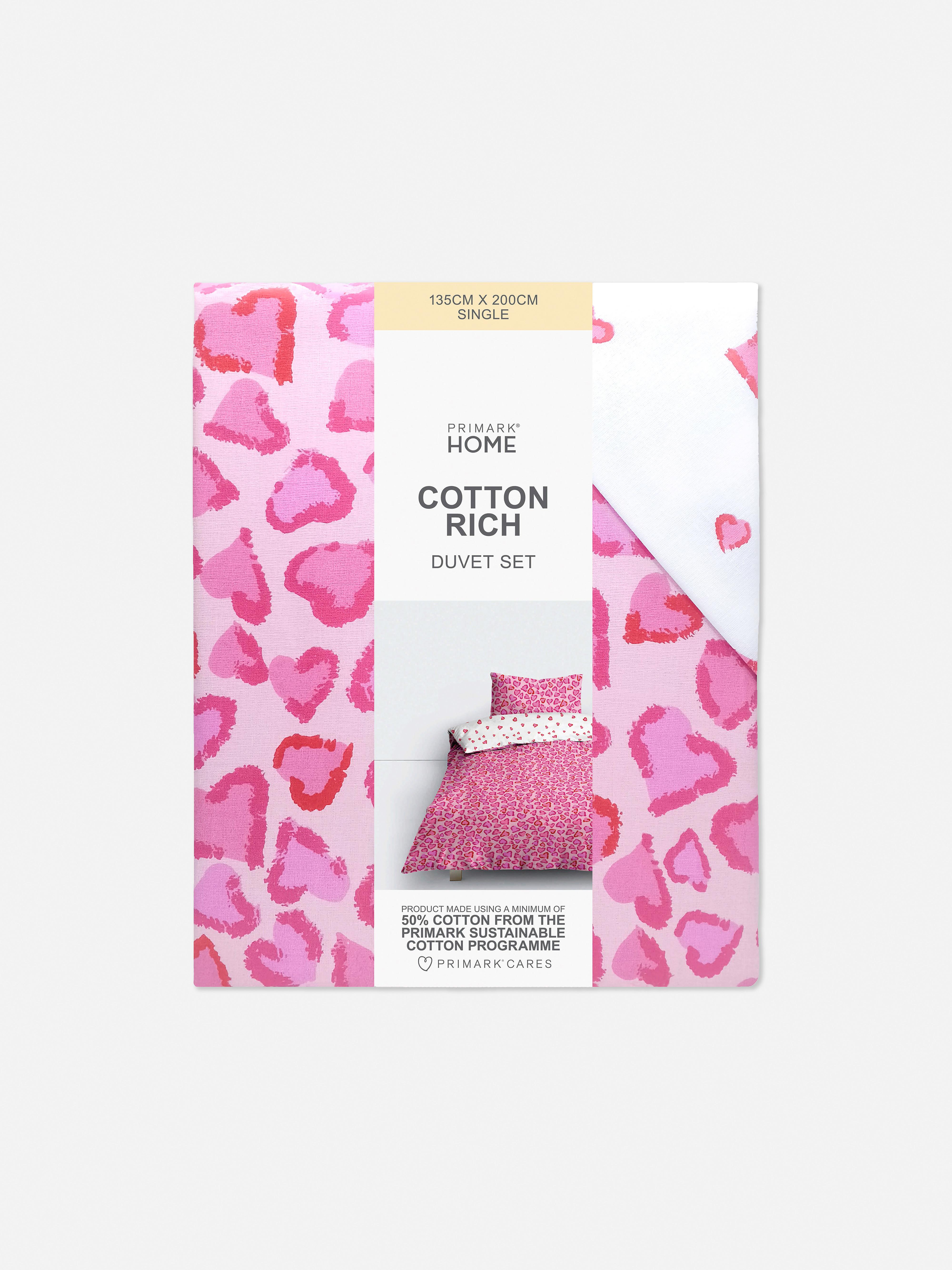 Set copripiumone singolo stampa leopardata e cuori
