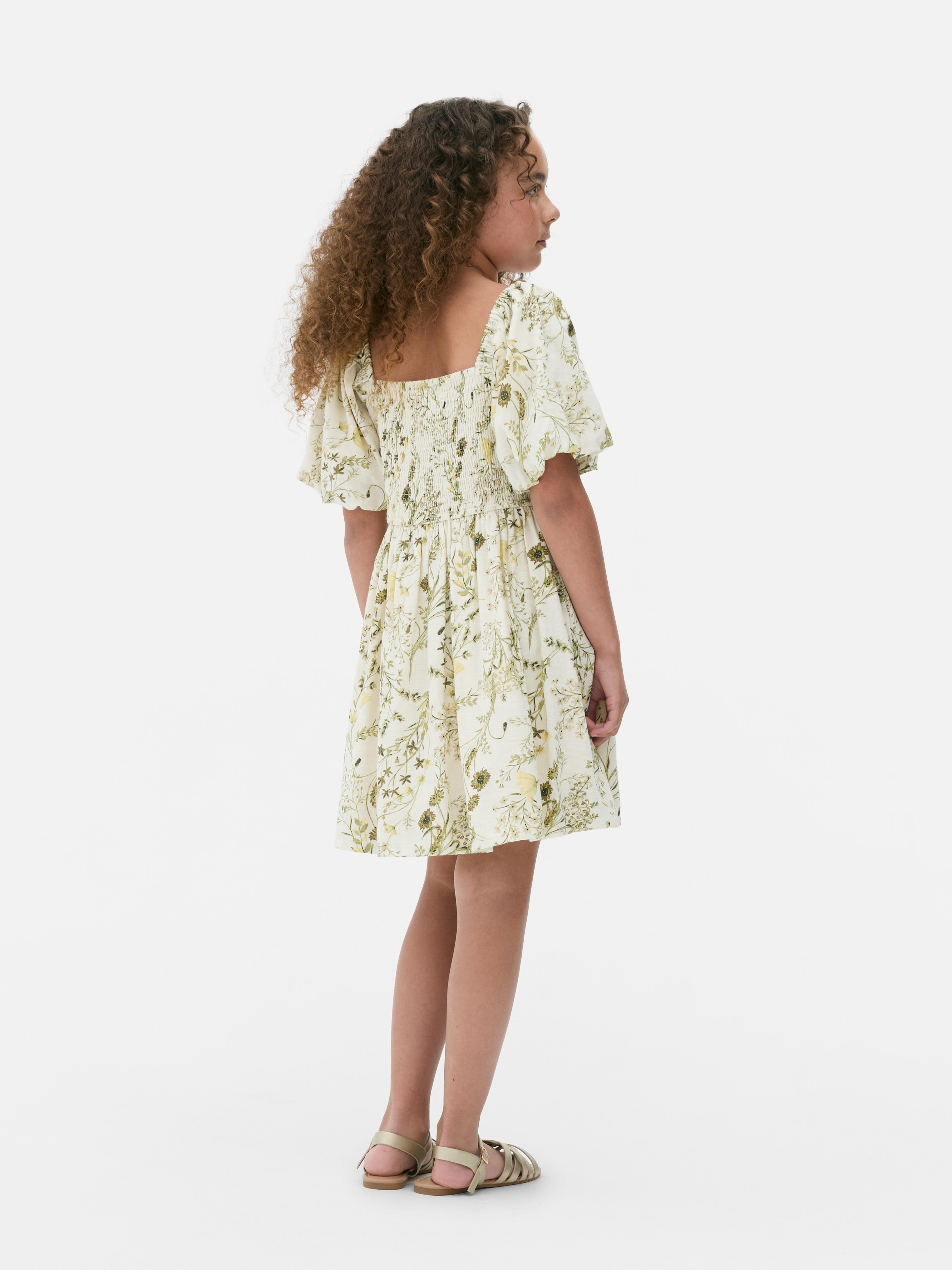 Rochie cu mânecă bufantă și model floral