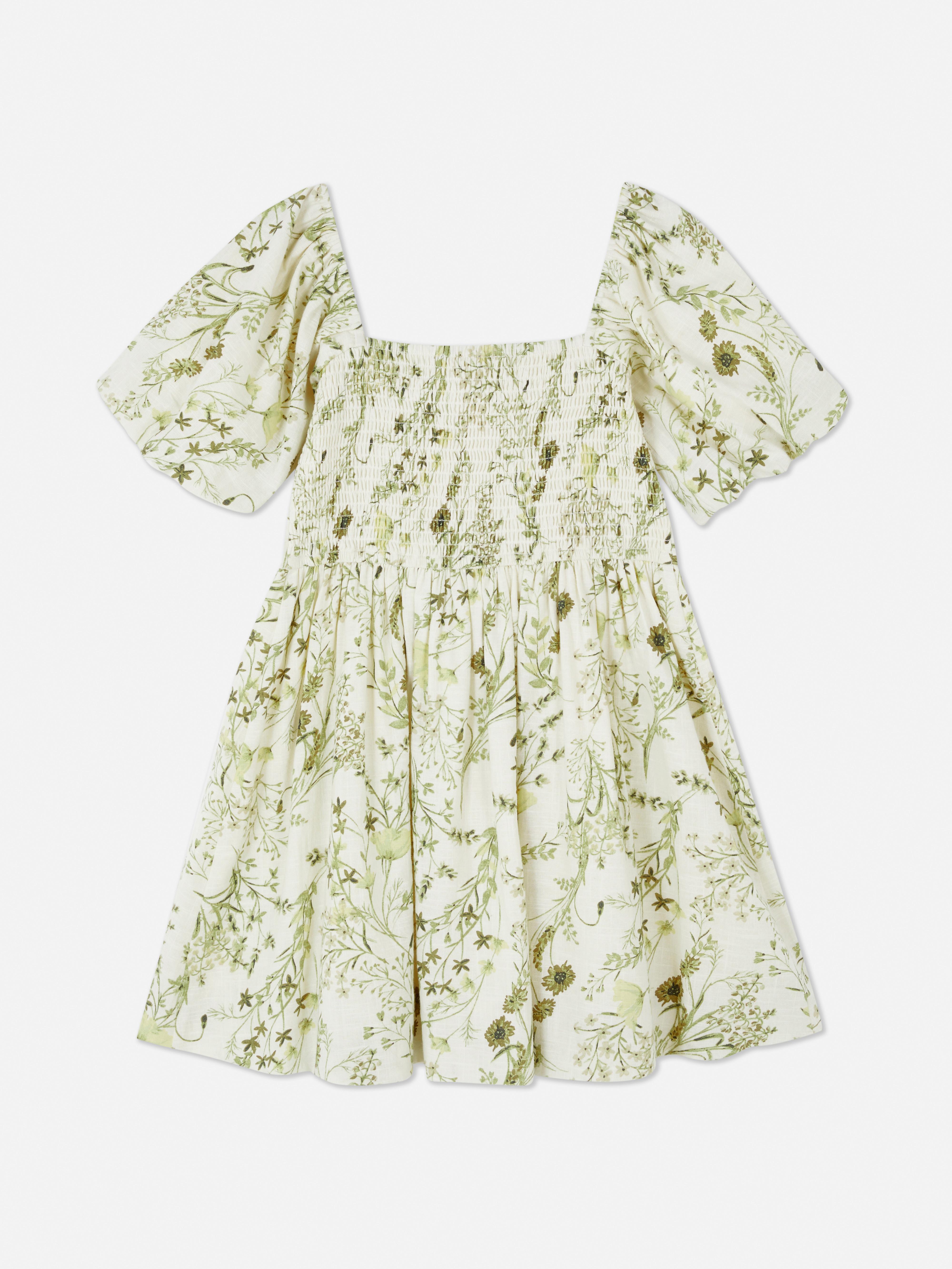 Rochie cu mânecă bufantă și model floral