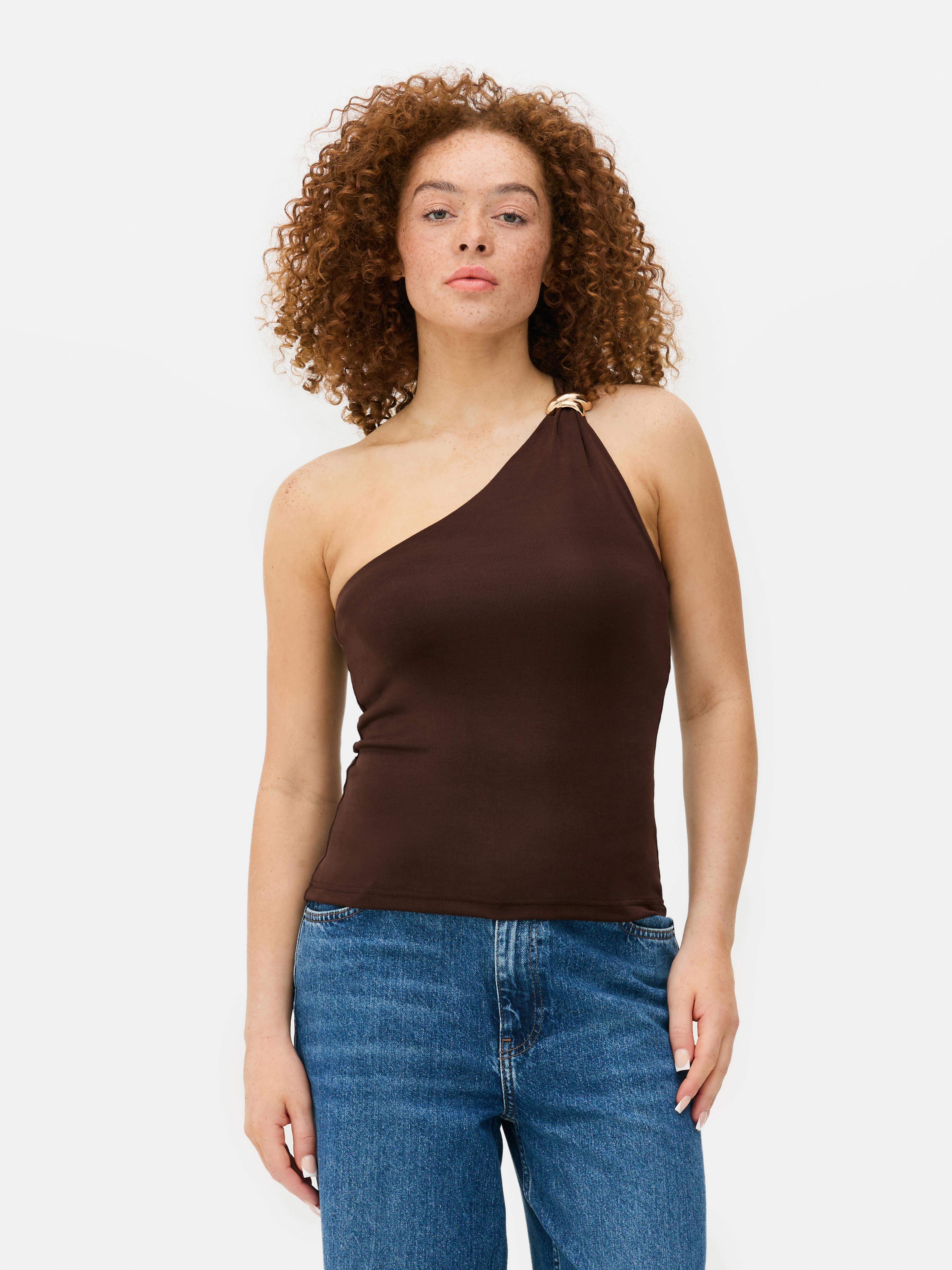Women's Brown Hardware One Shoulder Top | Primark