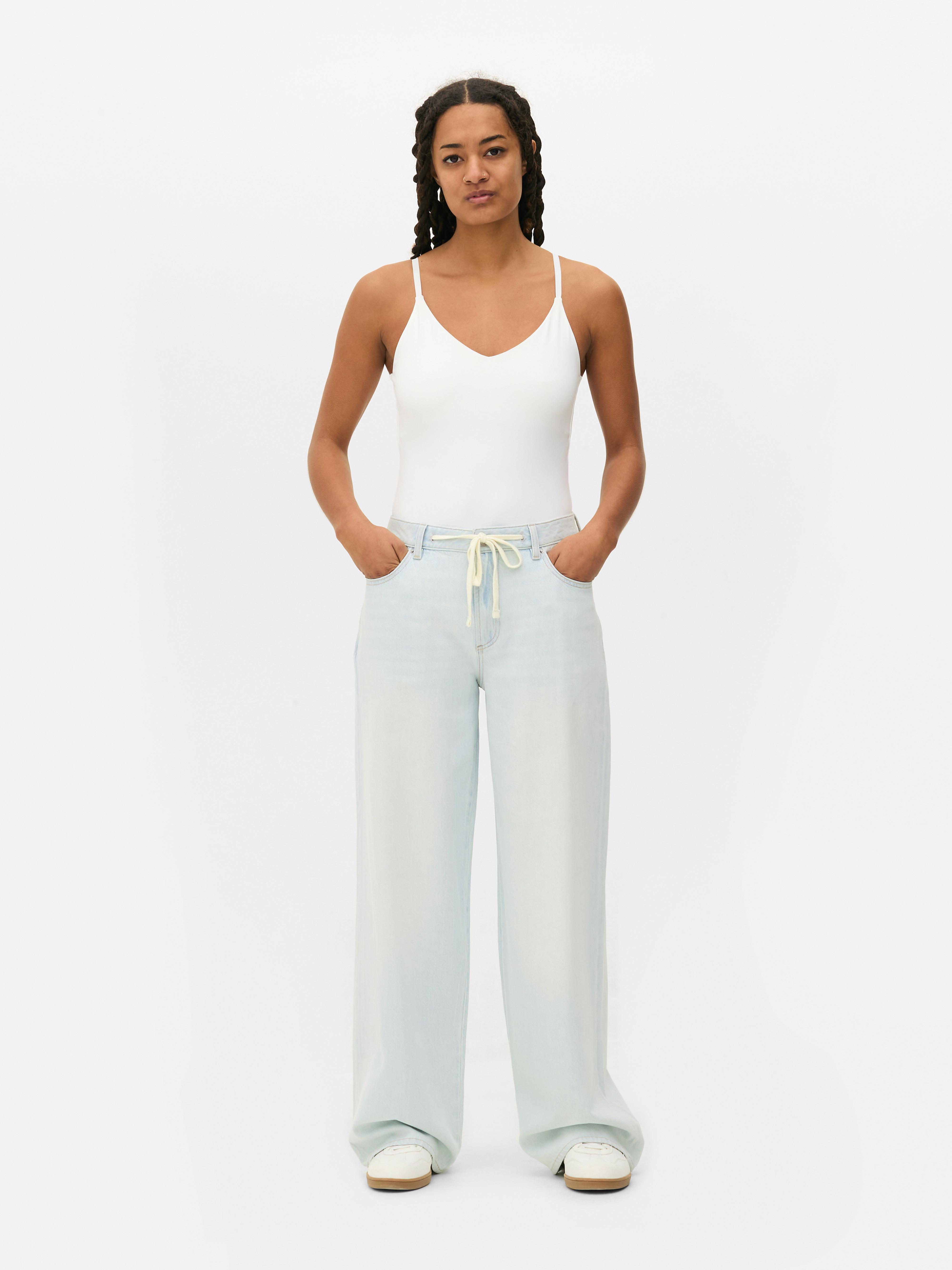 Tie Waist Wide Leg Jeans