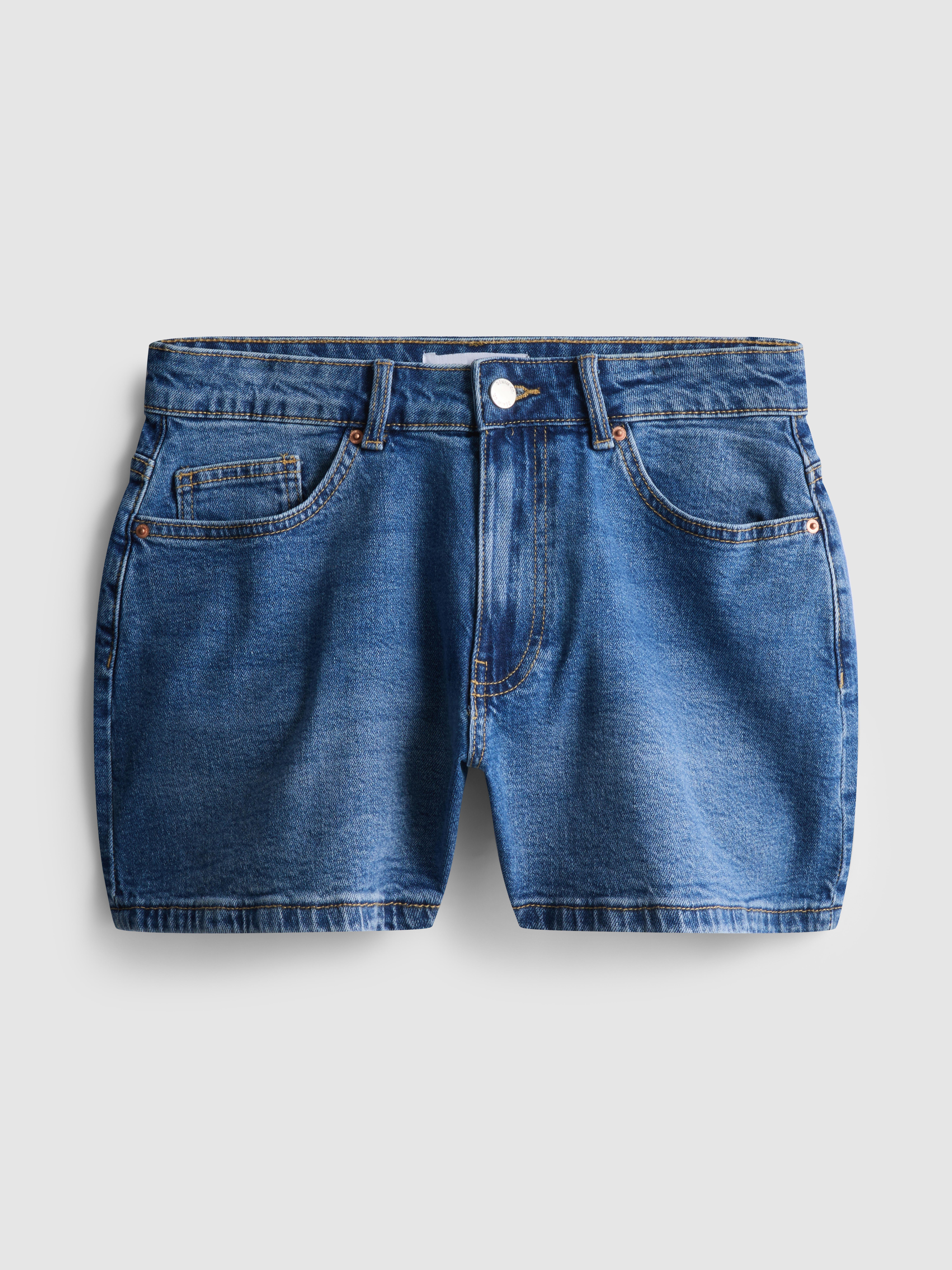 Cotton Denim Mom Shorts