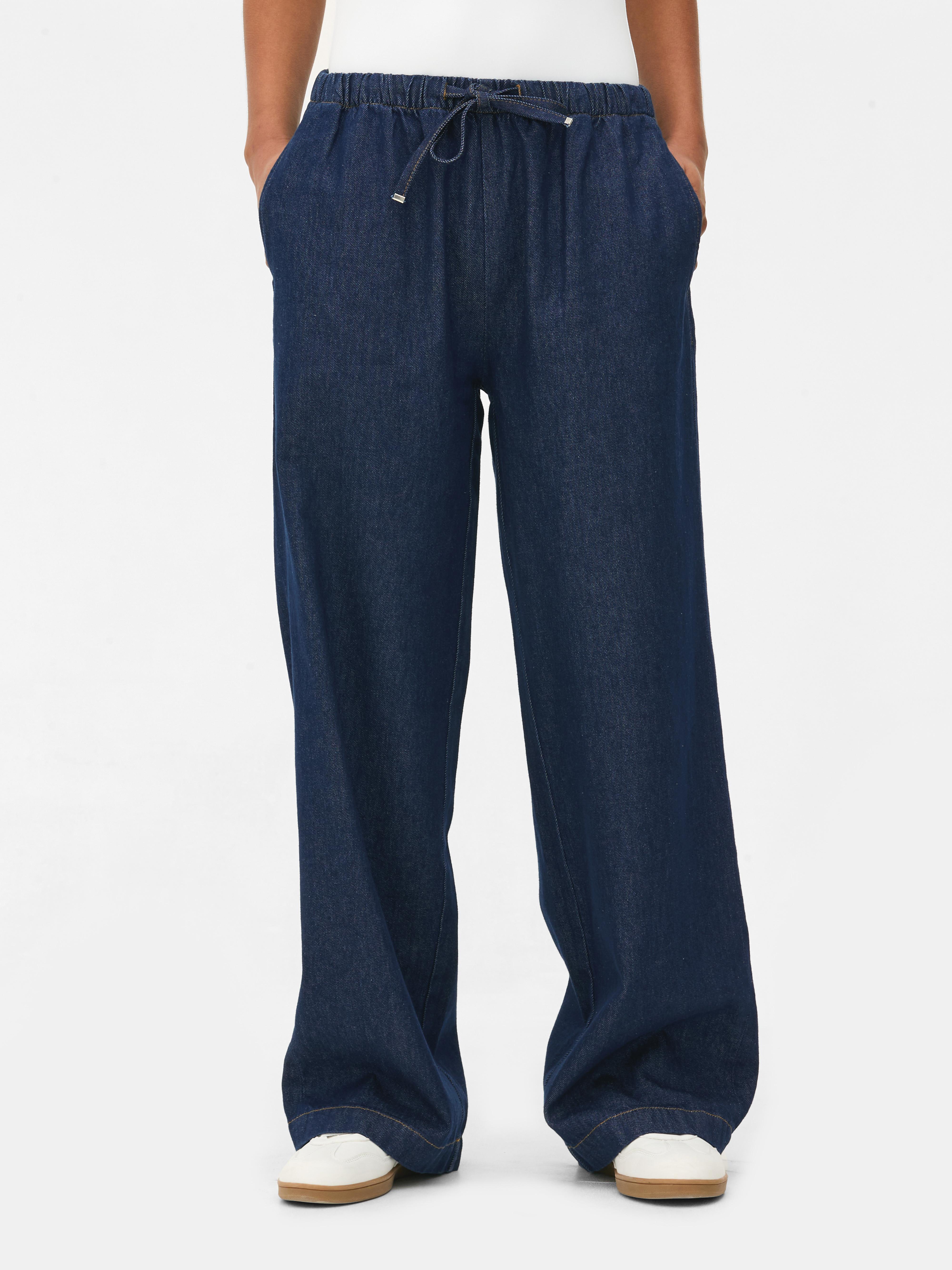 Tie Waist Denim Joggers