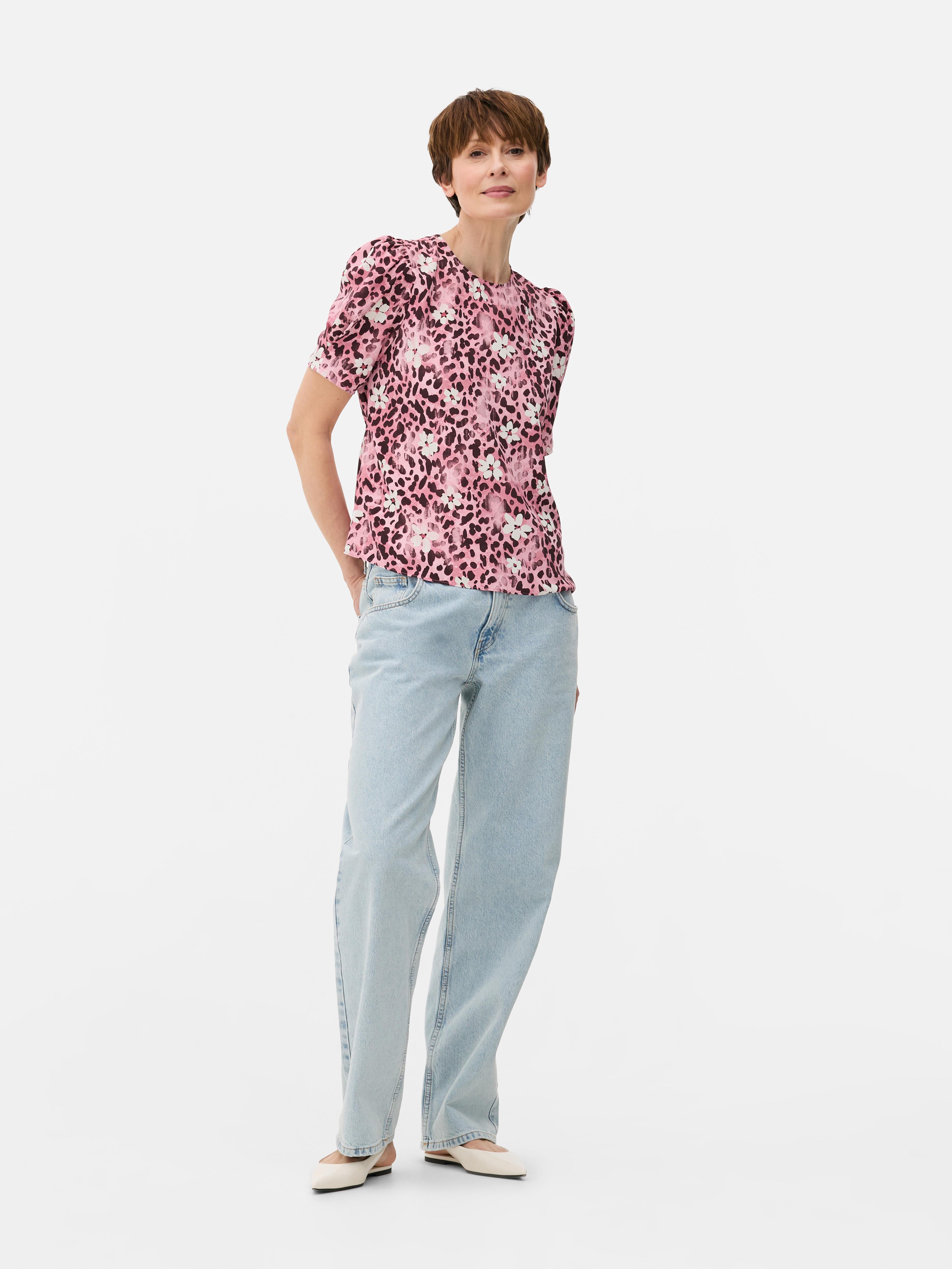 Floral Short Sleeve Blouse Pink