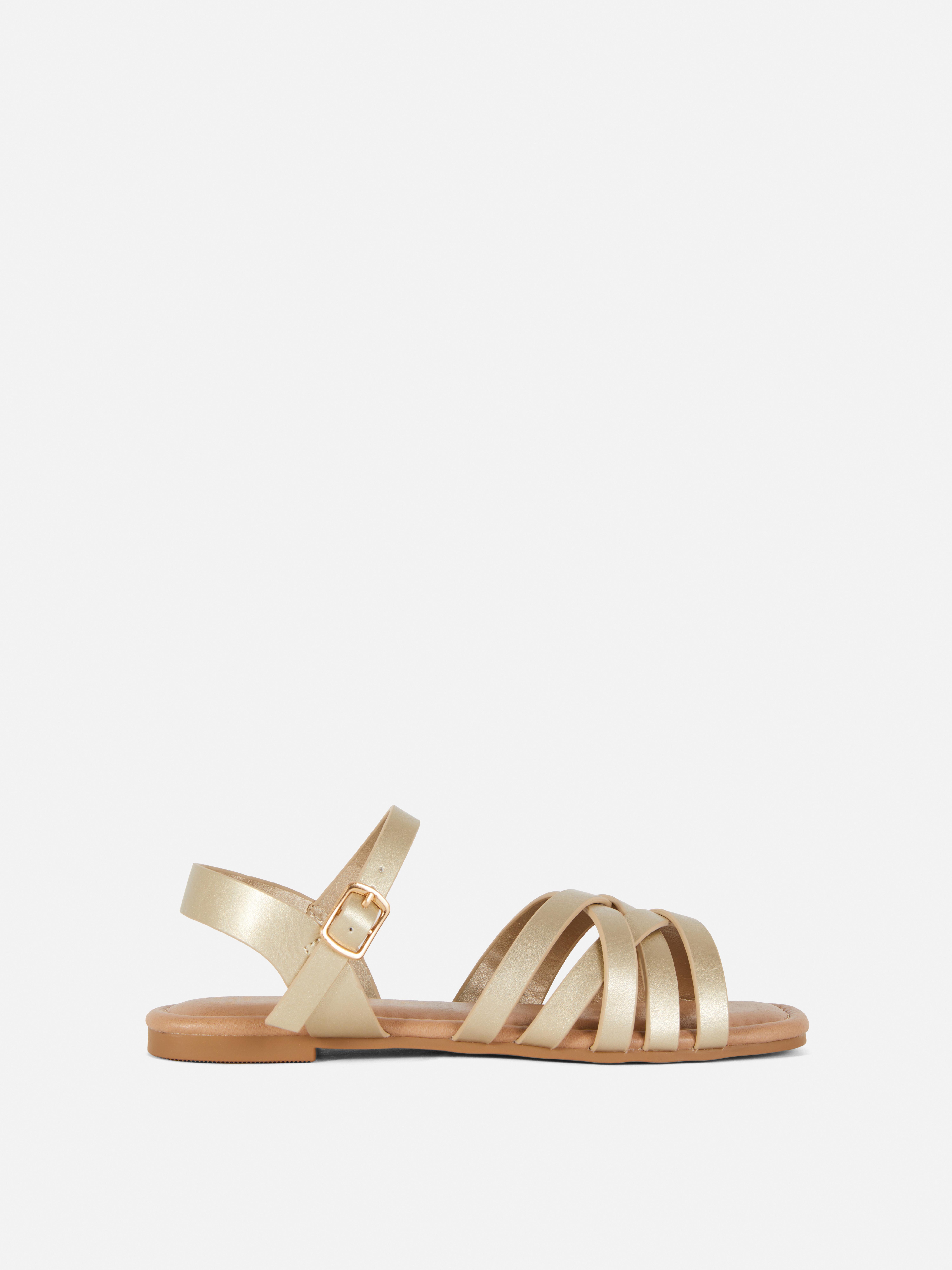 Metallic sandalen met gekruiste bandjes