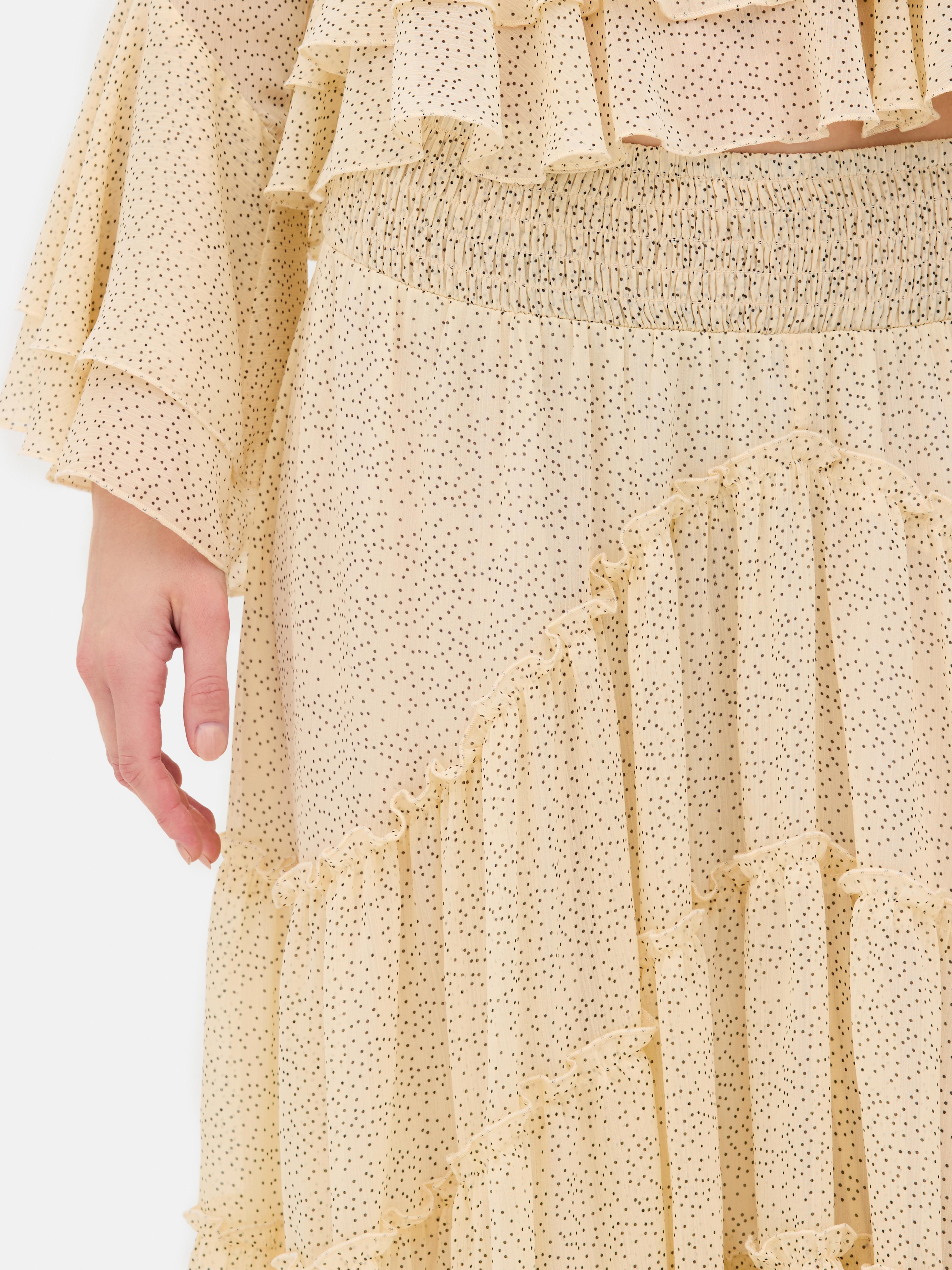 Gelaagde halflange chiffon rok Rita Ora