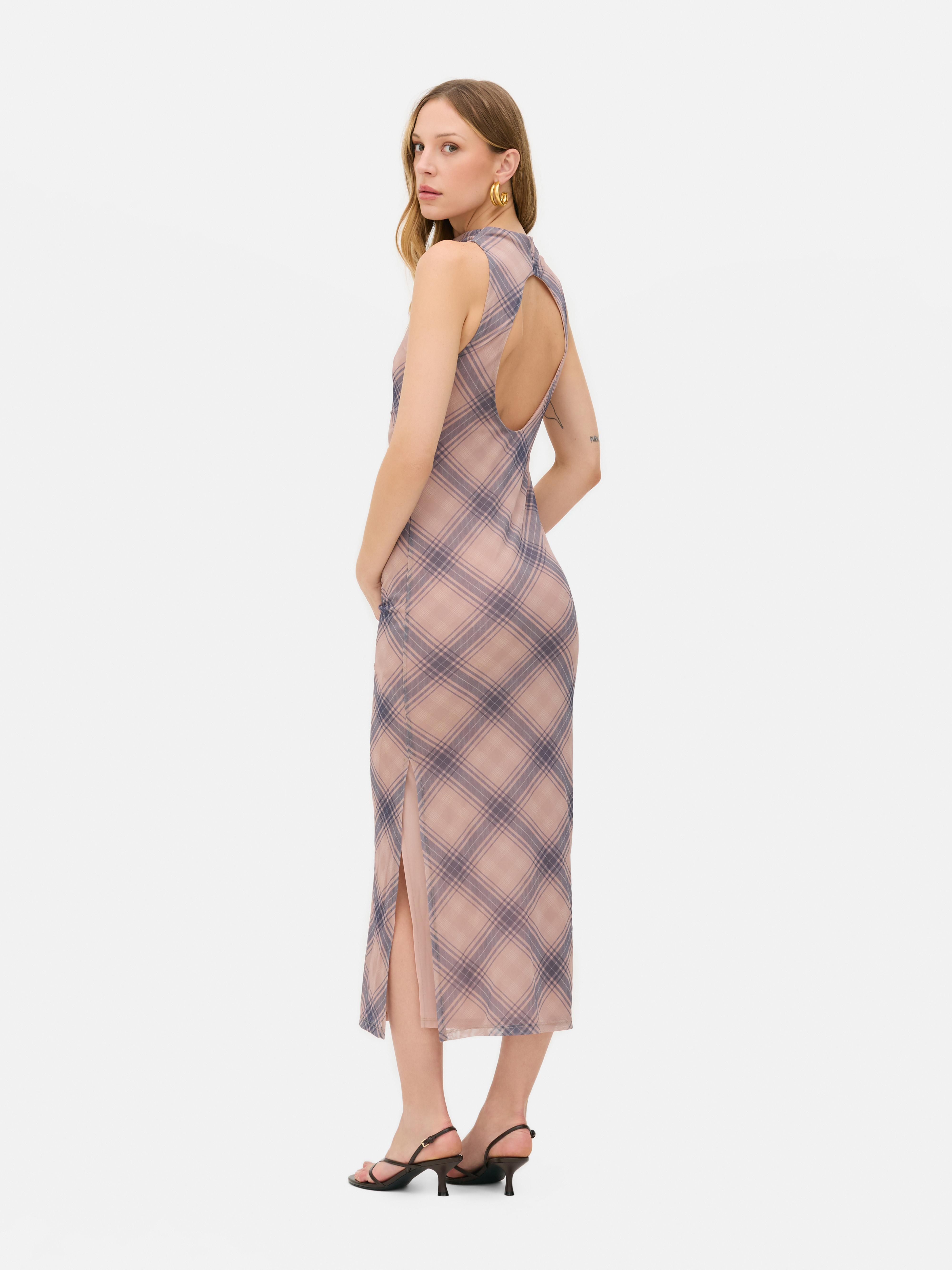 Womens Multi Rita Ora Mesh Check Backless Midi Dress | Primark 