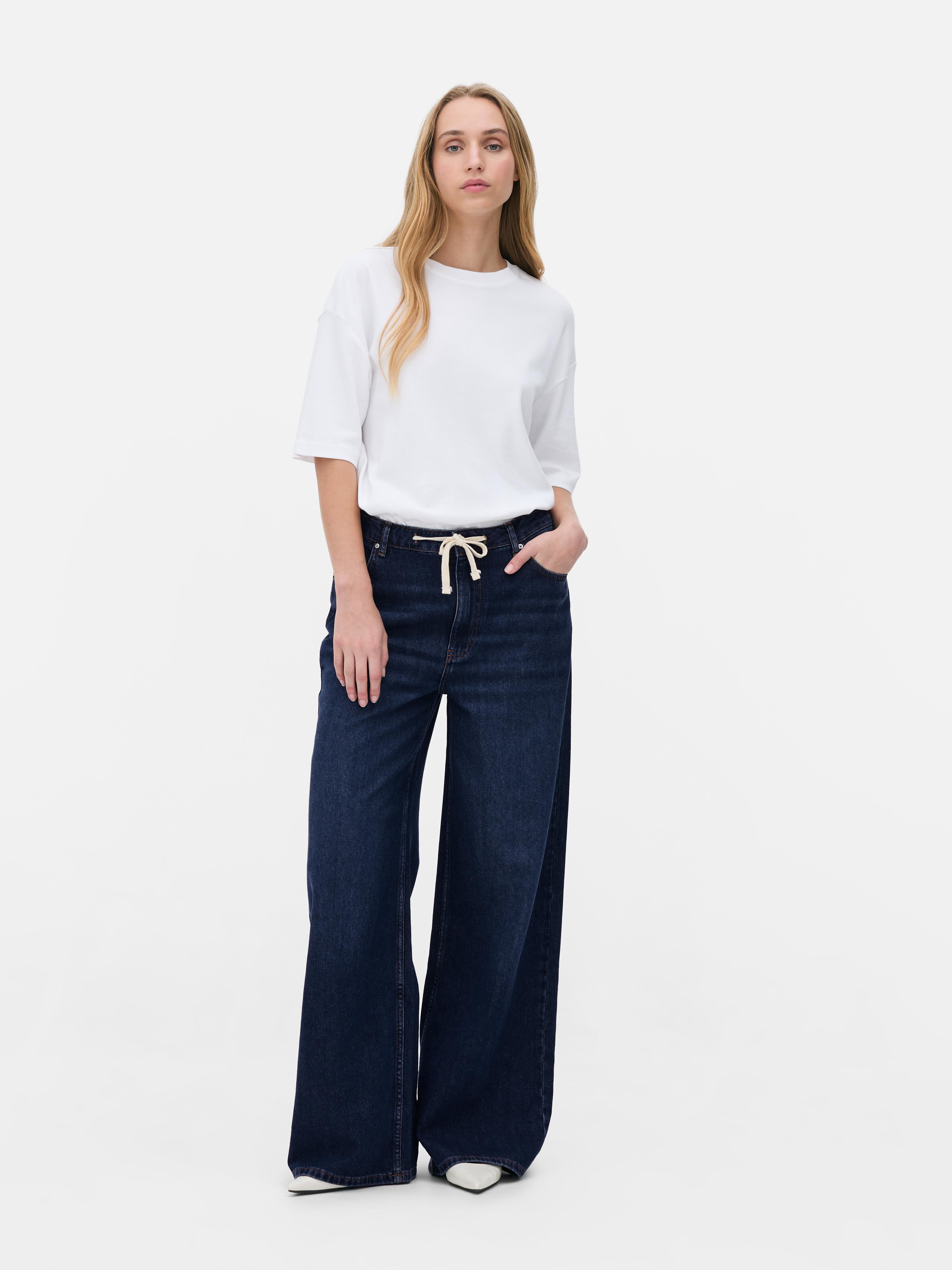 Tie Waist Mid-Rise Jeans