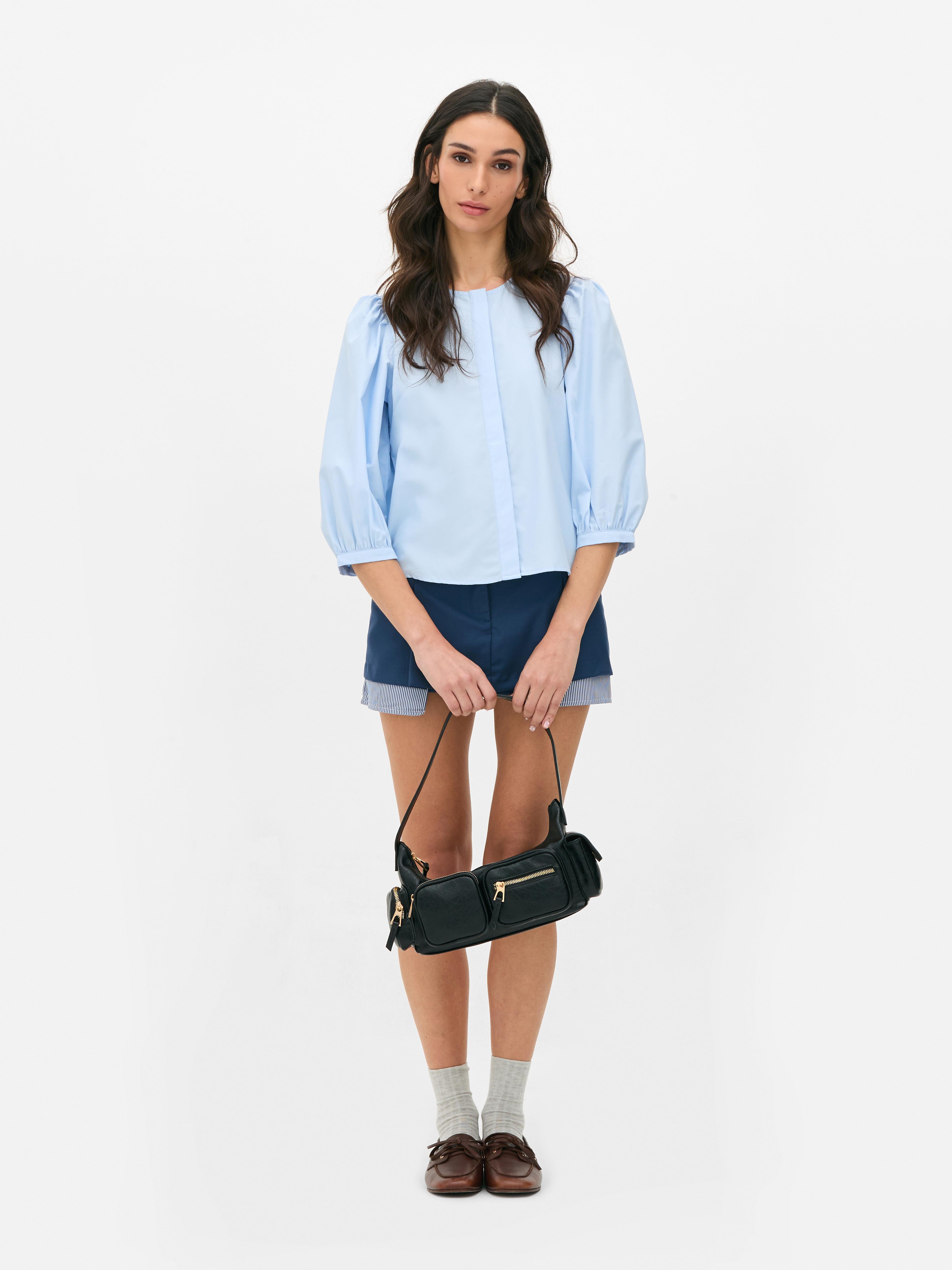 Puffed Sleeve Poplin Shirt