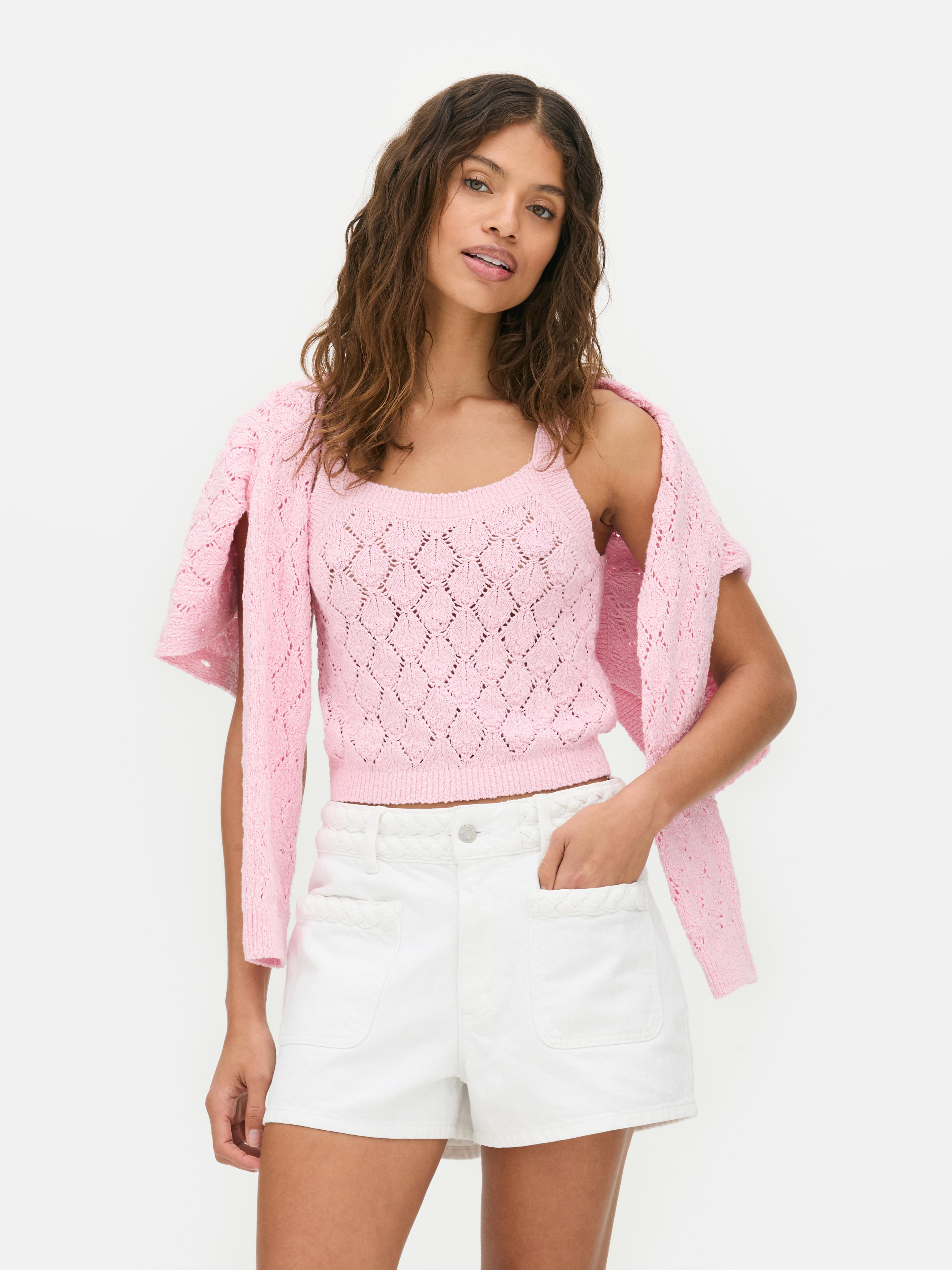 Haut court à bretelles en crochet