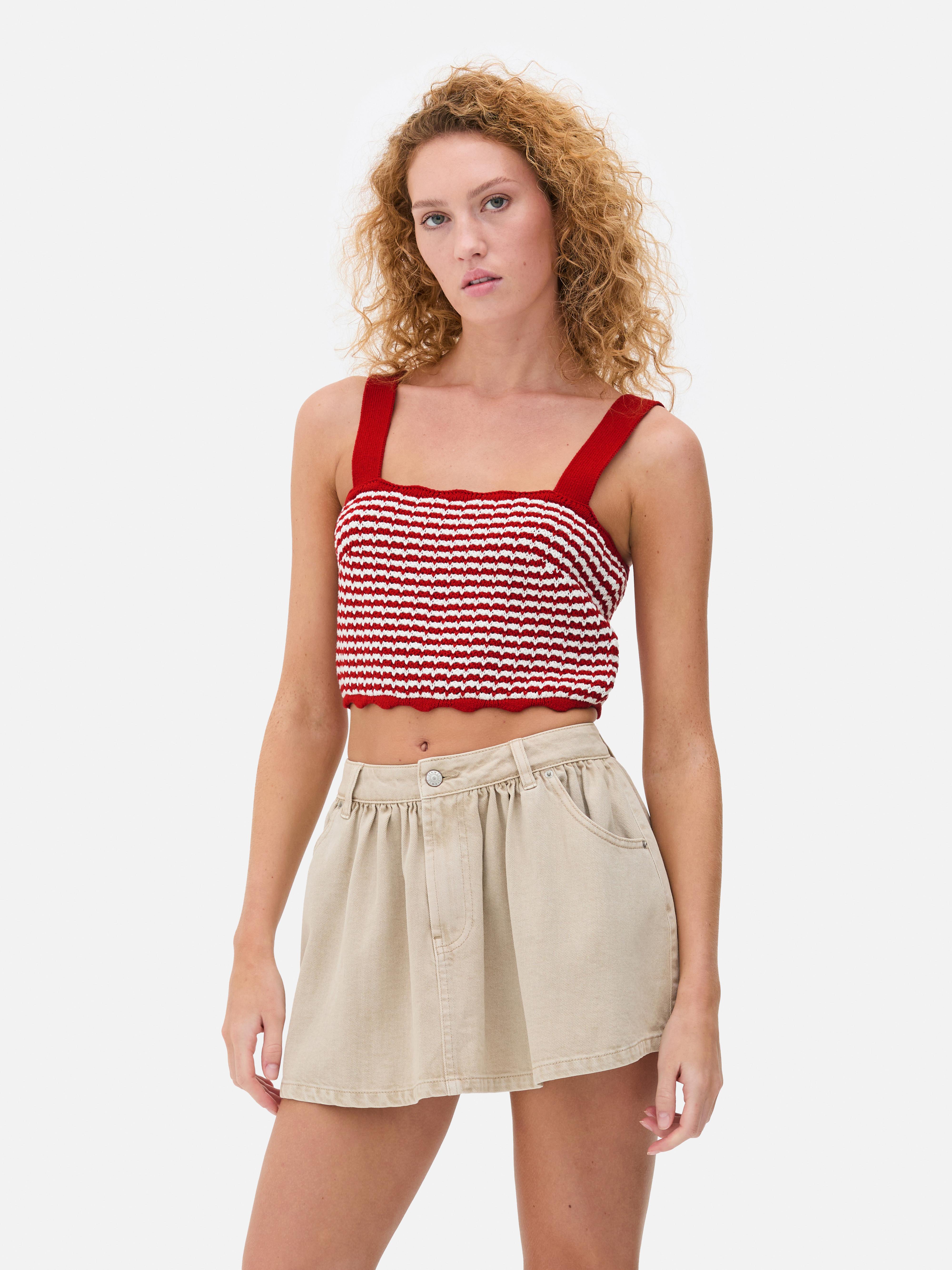 Korte gebreide bralette met strepen
