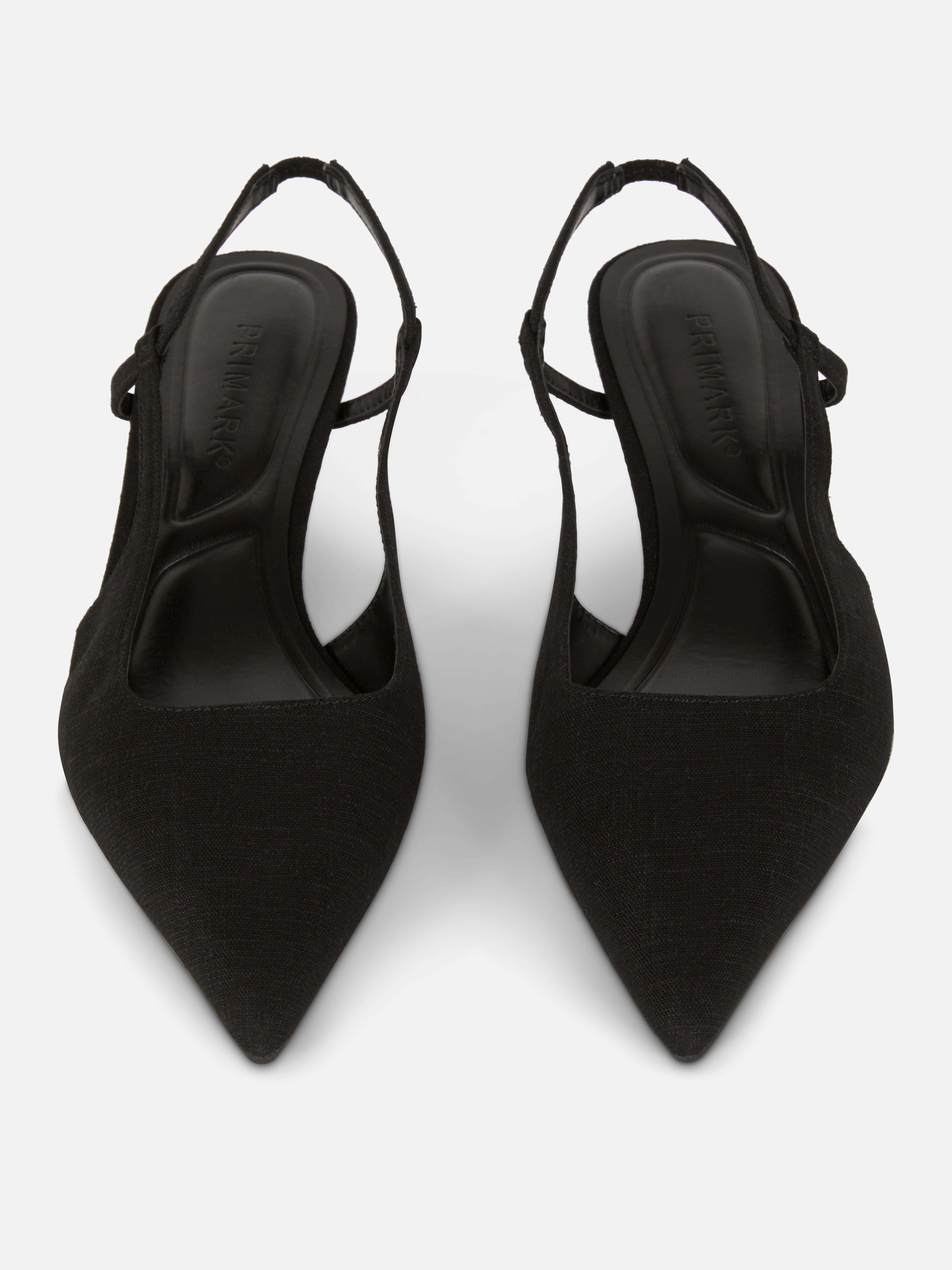 Linen Slingback Court Shoes
