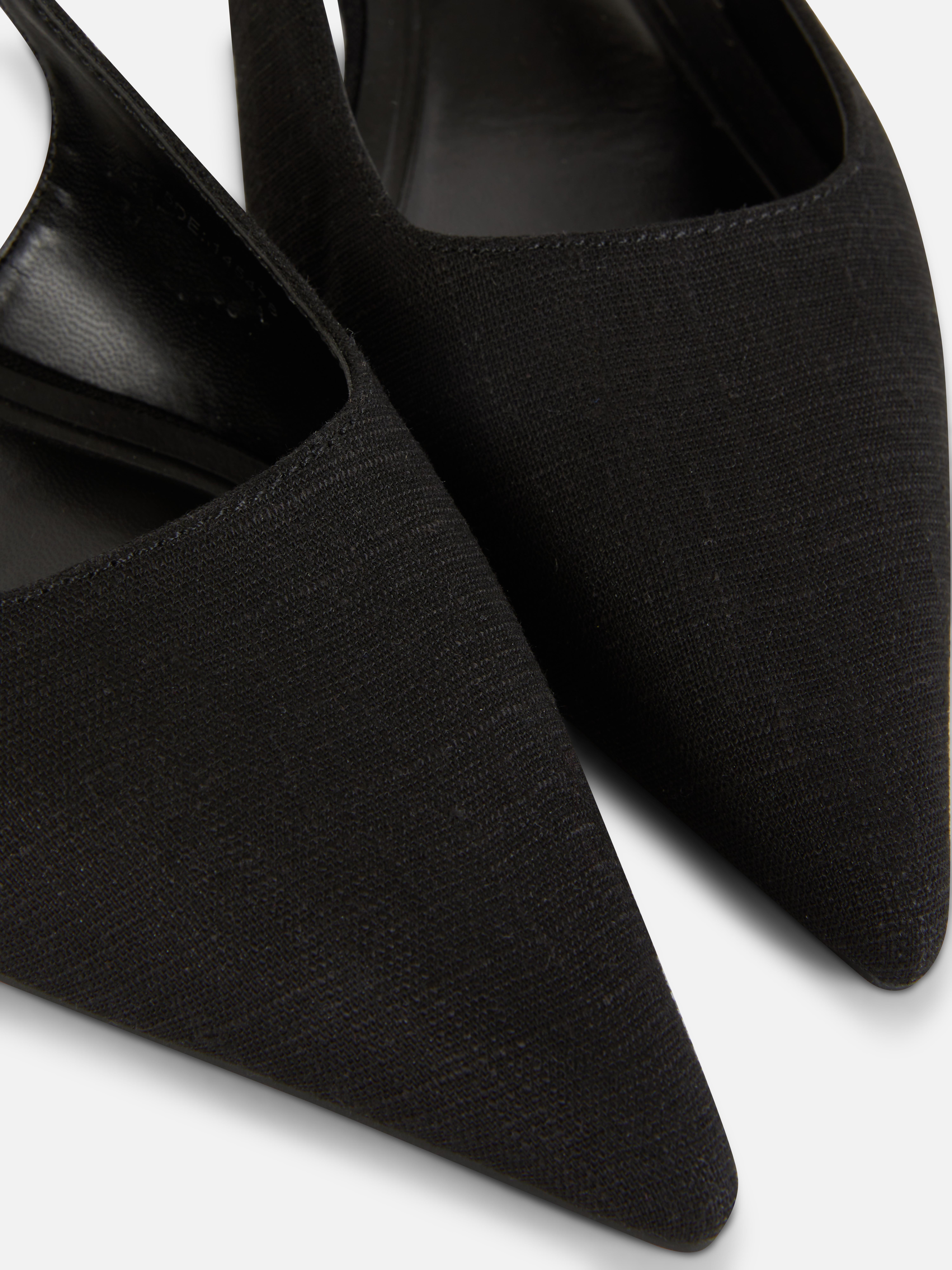 Linen Slingback Court Shoes