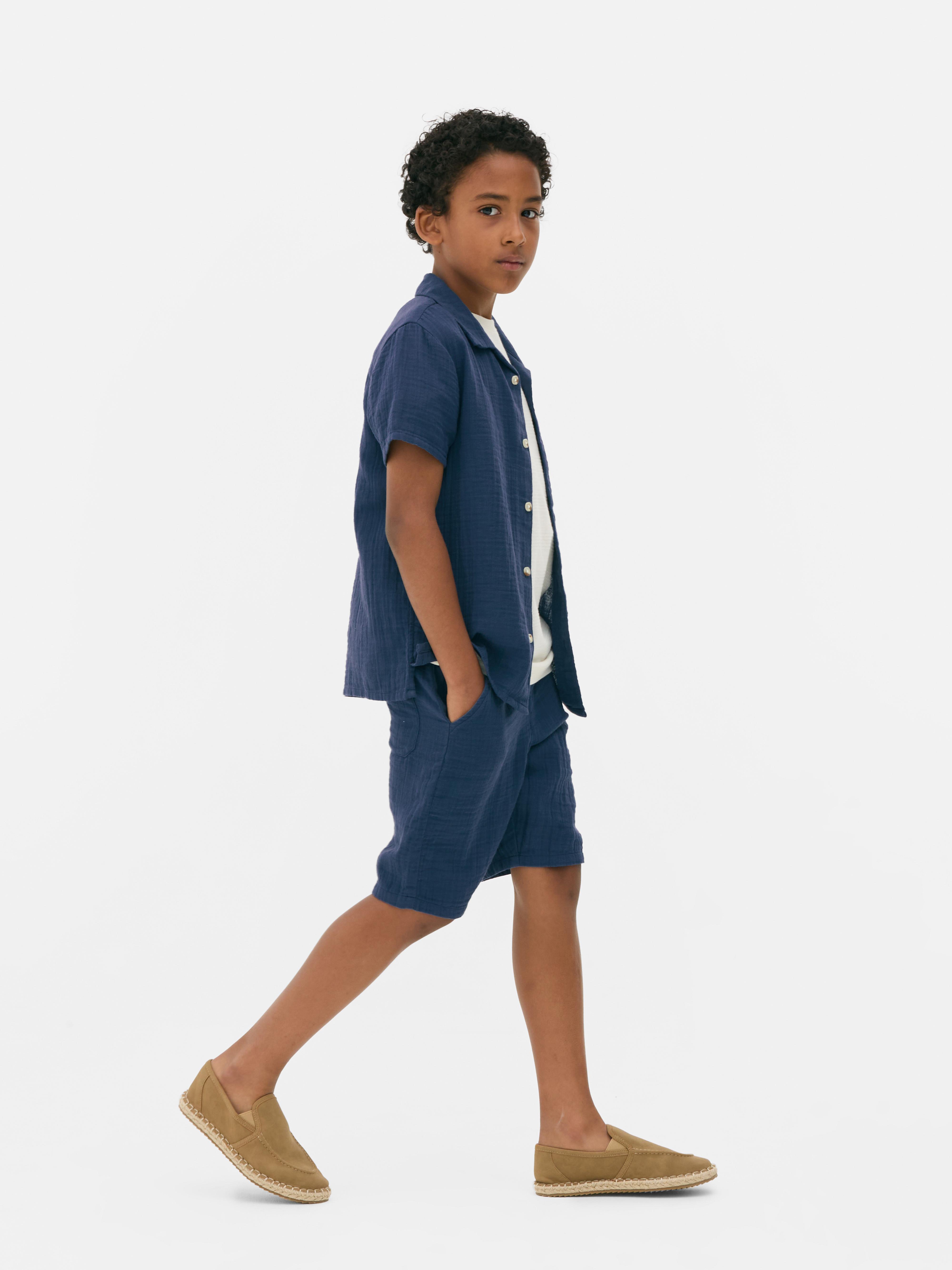 7-15yrs | Cheesecloth Shirt and Shorts Set