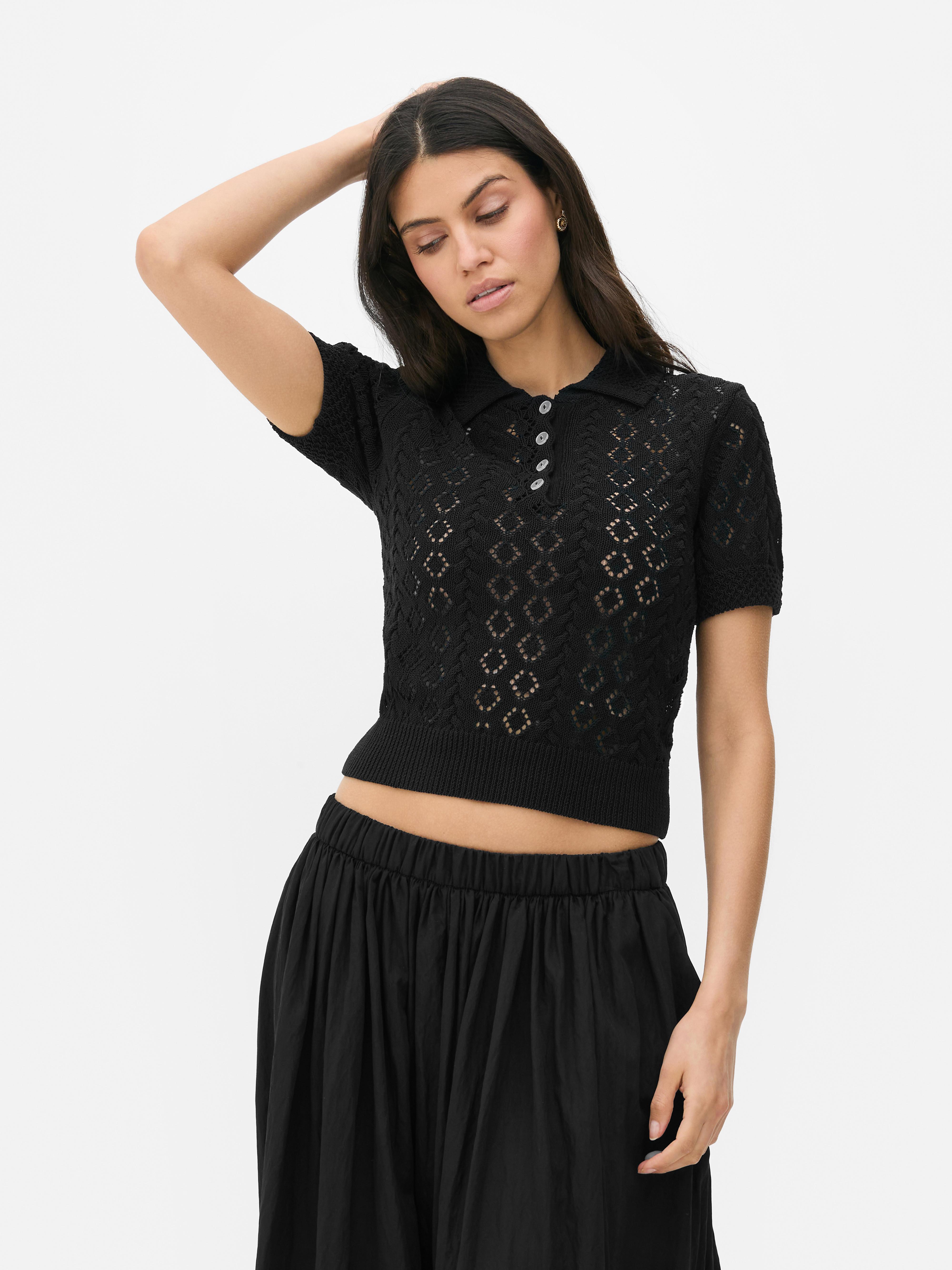 Paula Echevarría Pointelle Polo Shirt