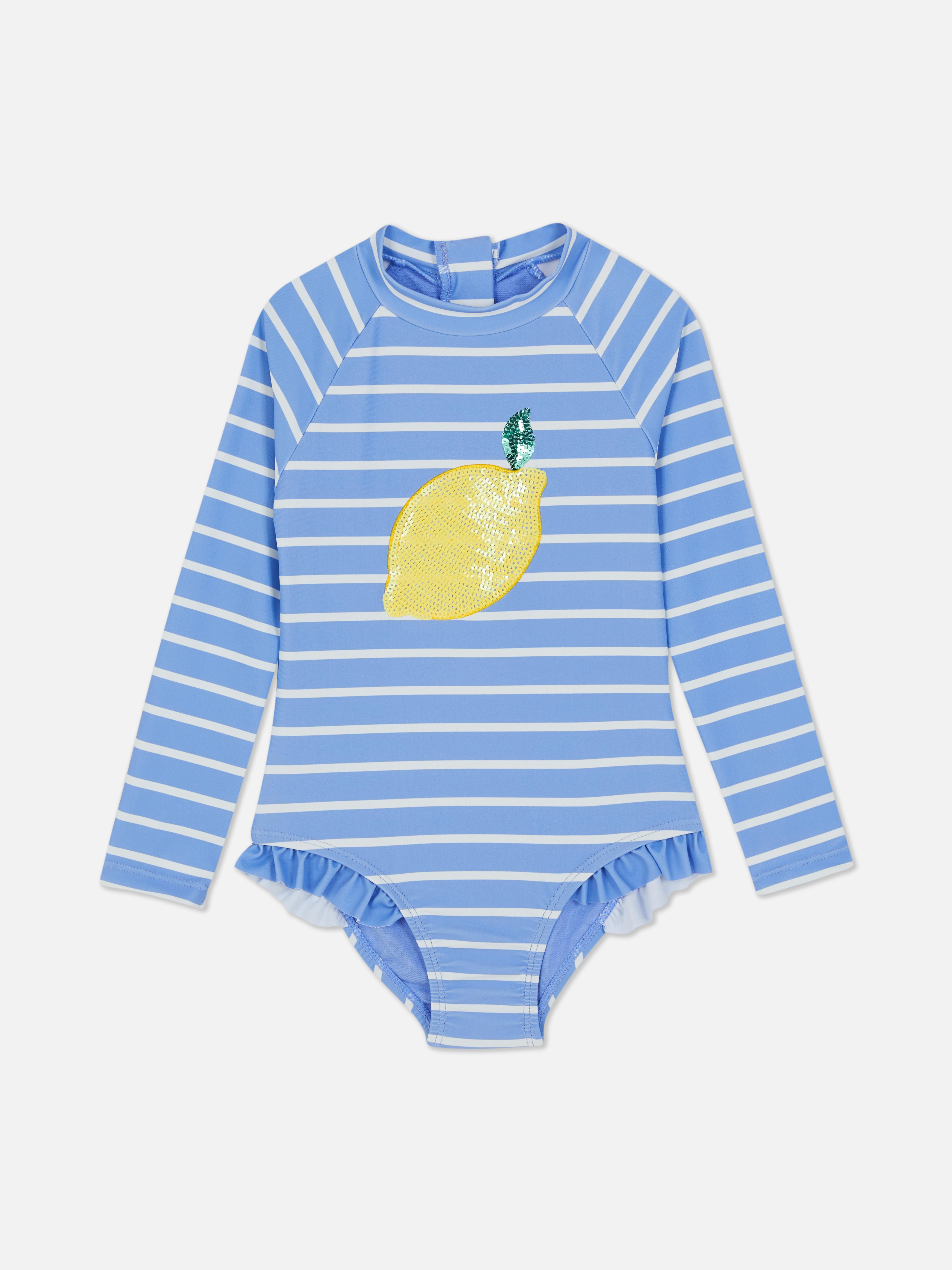 Costume intero a righe con limone