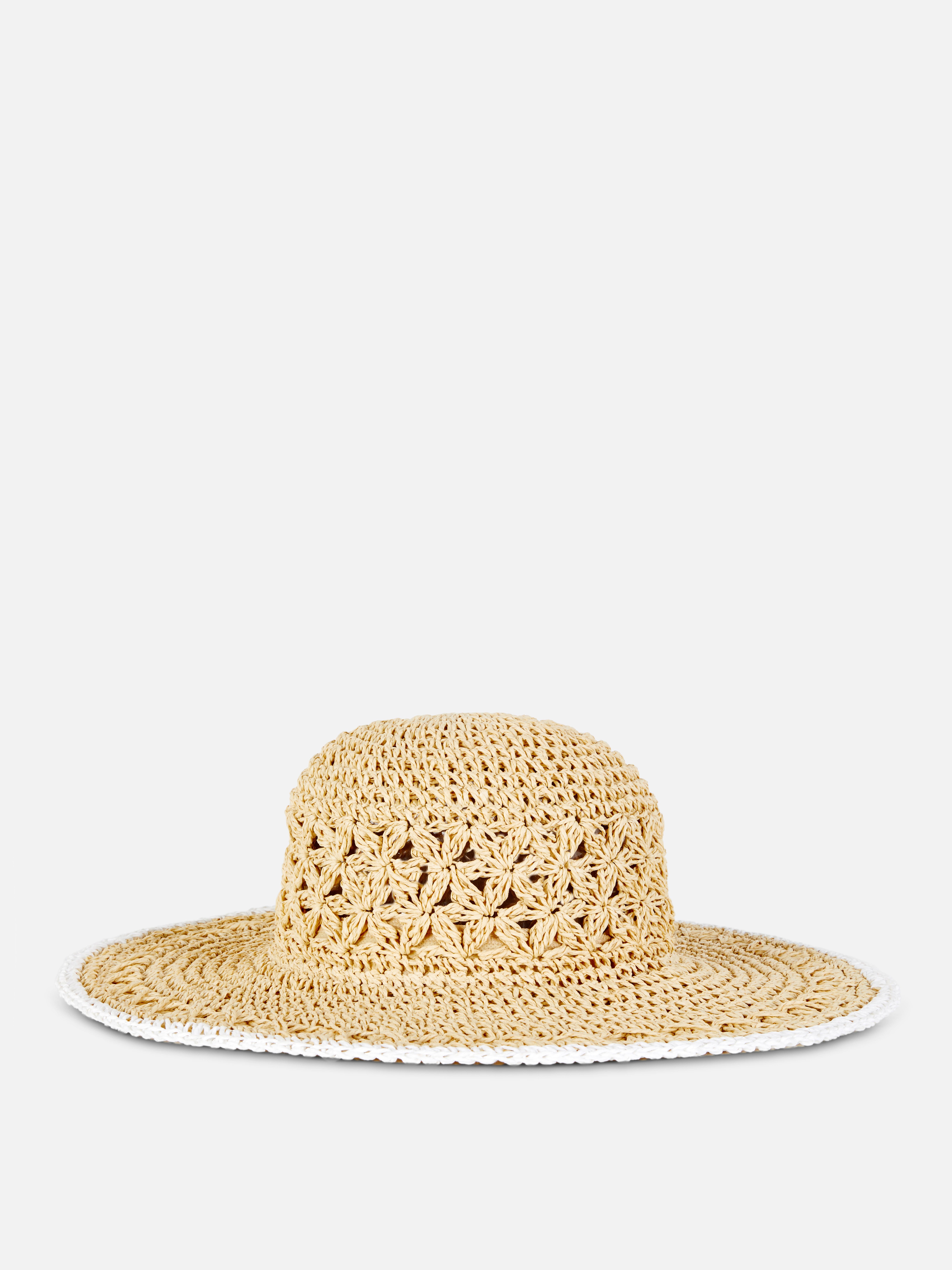 Straw Open Weave Floppy Hat