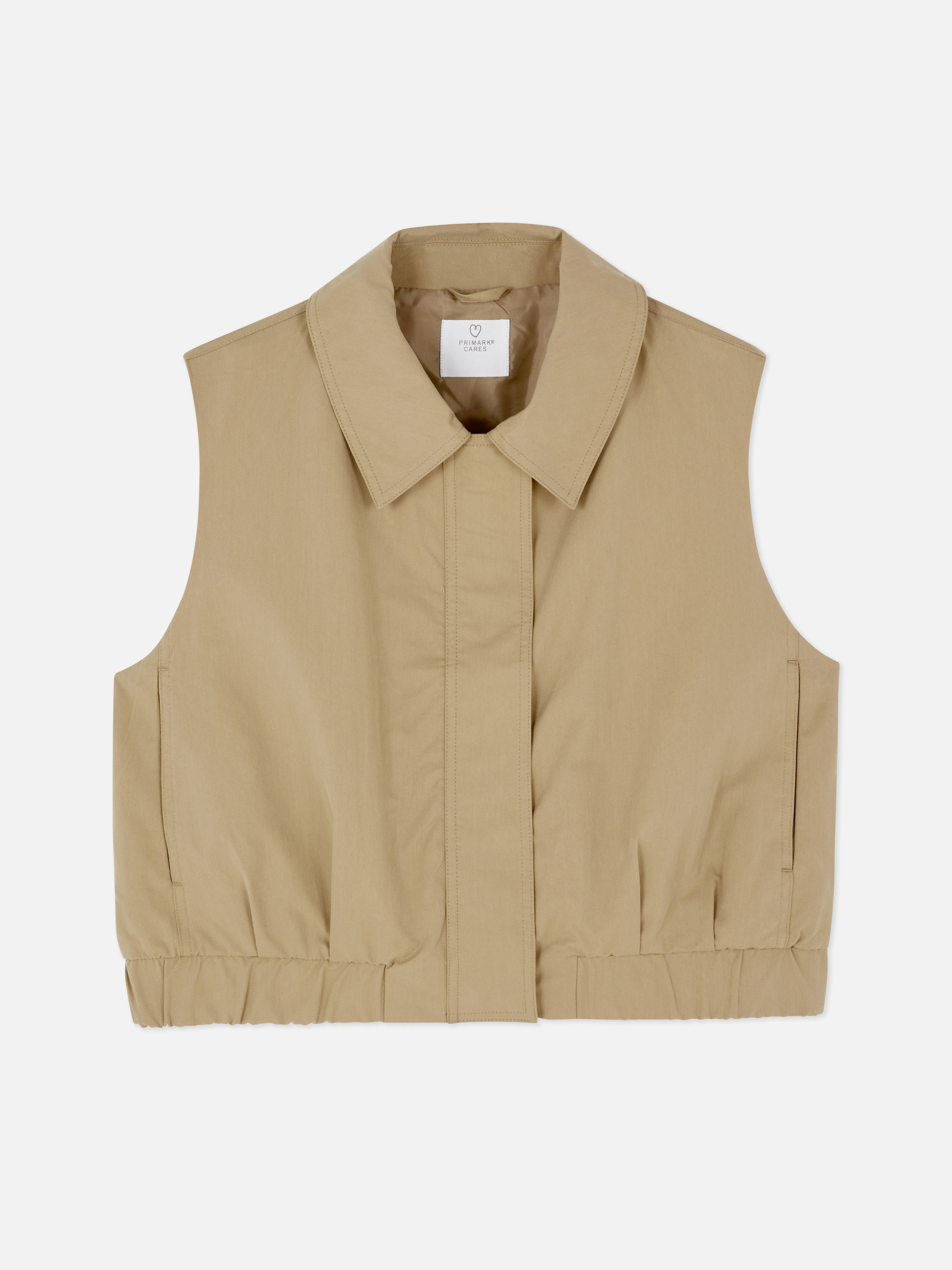 Women's Olive Sleeveless Cropped Bomber Jacket | Primark