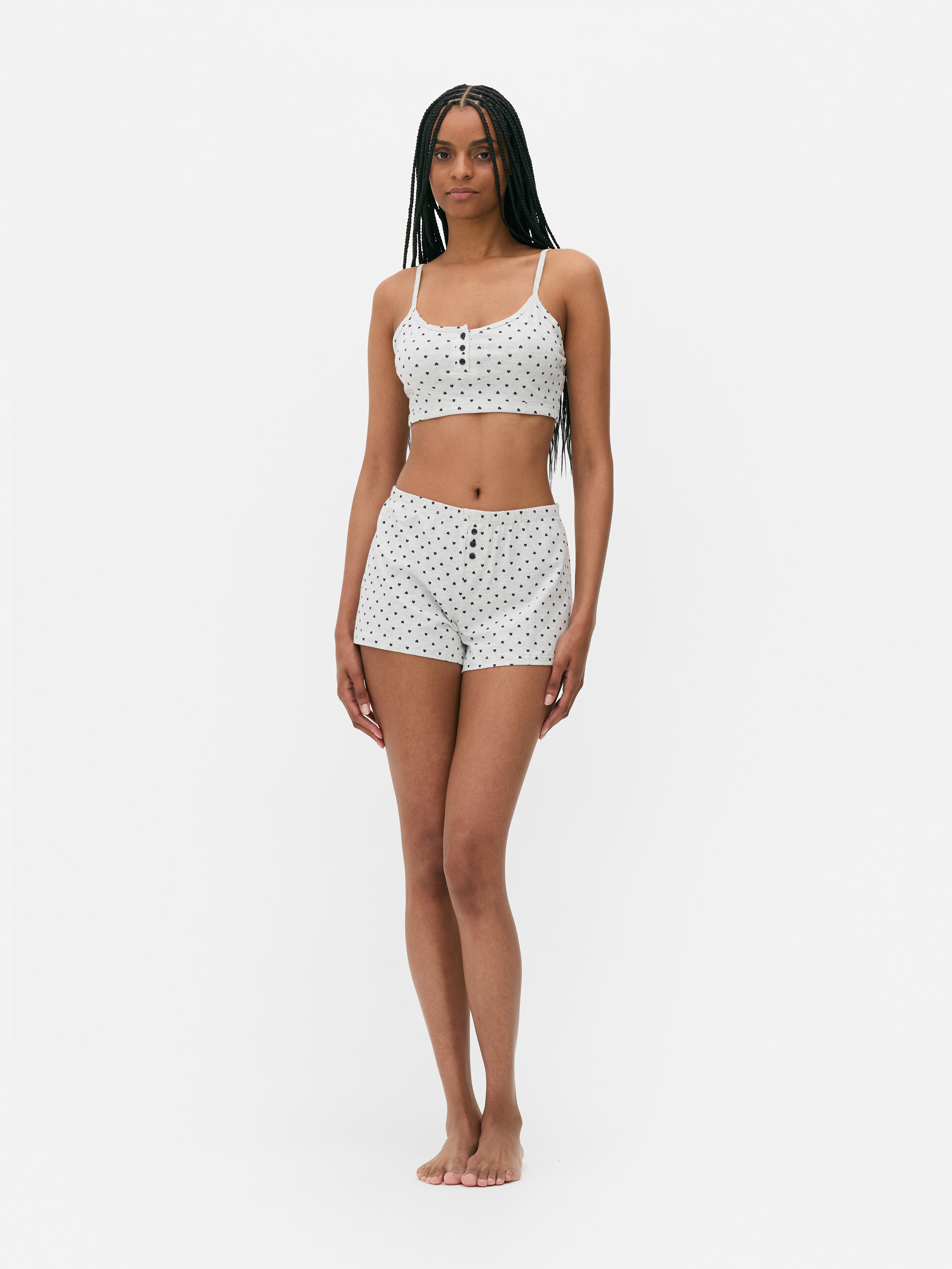 Cropped Cami and Shorts Set Grey Marl
