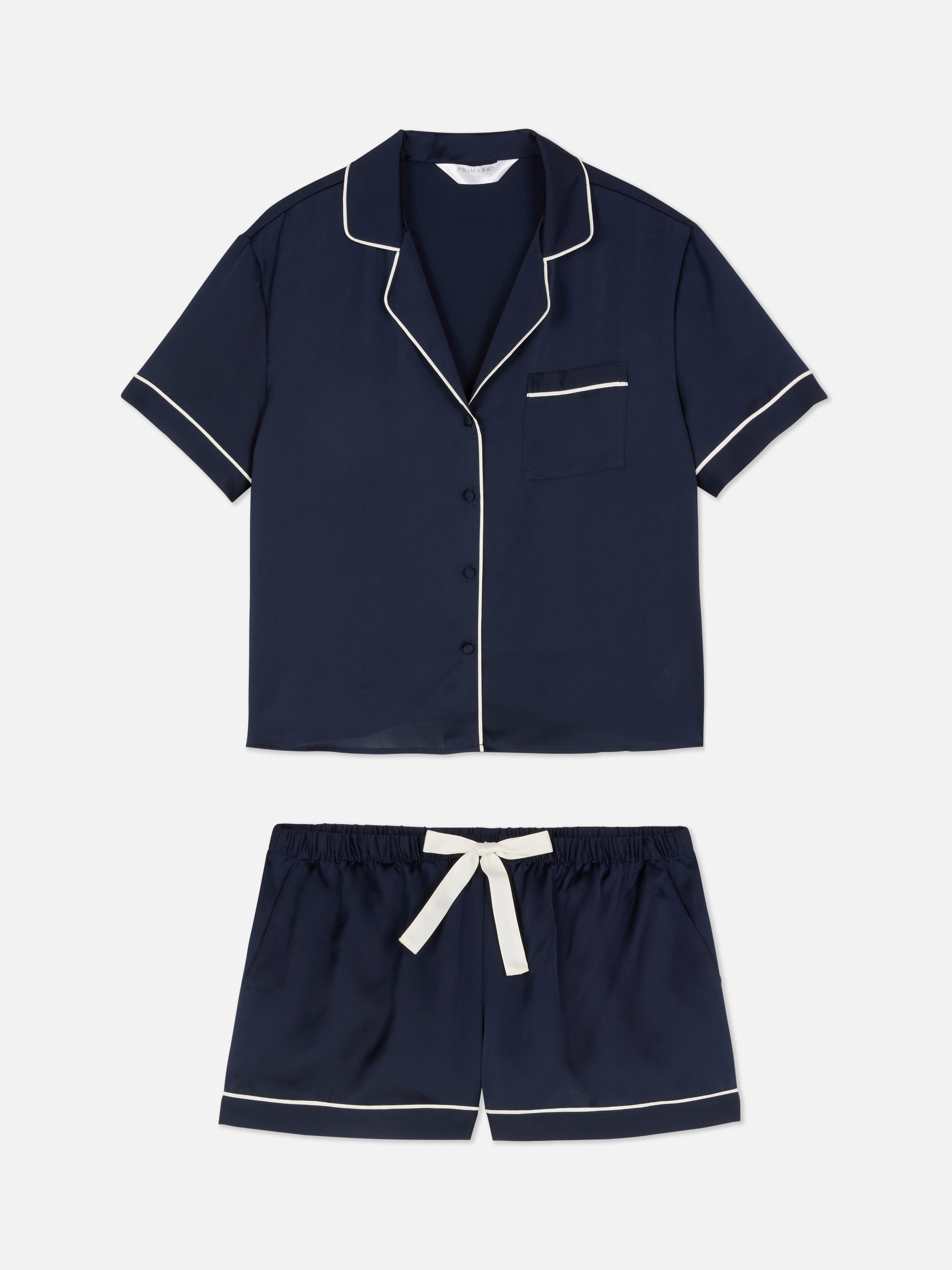 Satin Boyfriend Short Pajama Set