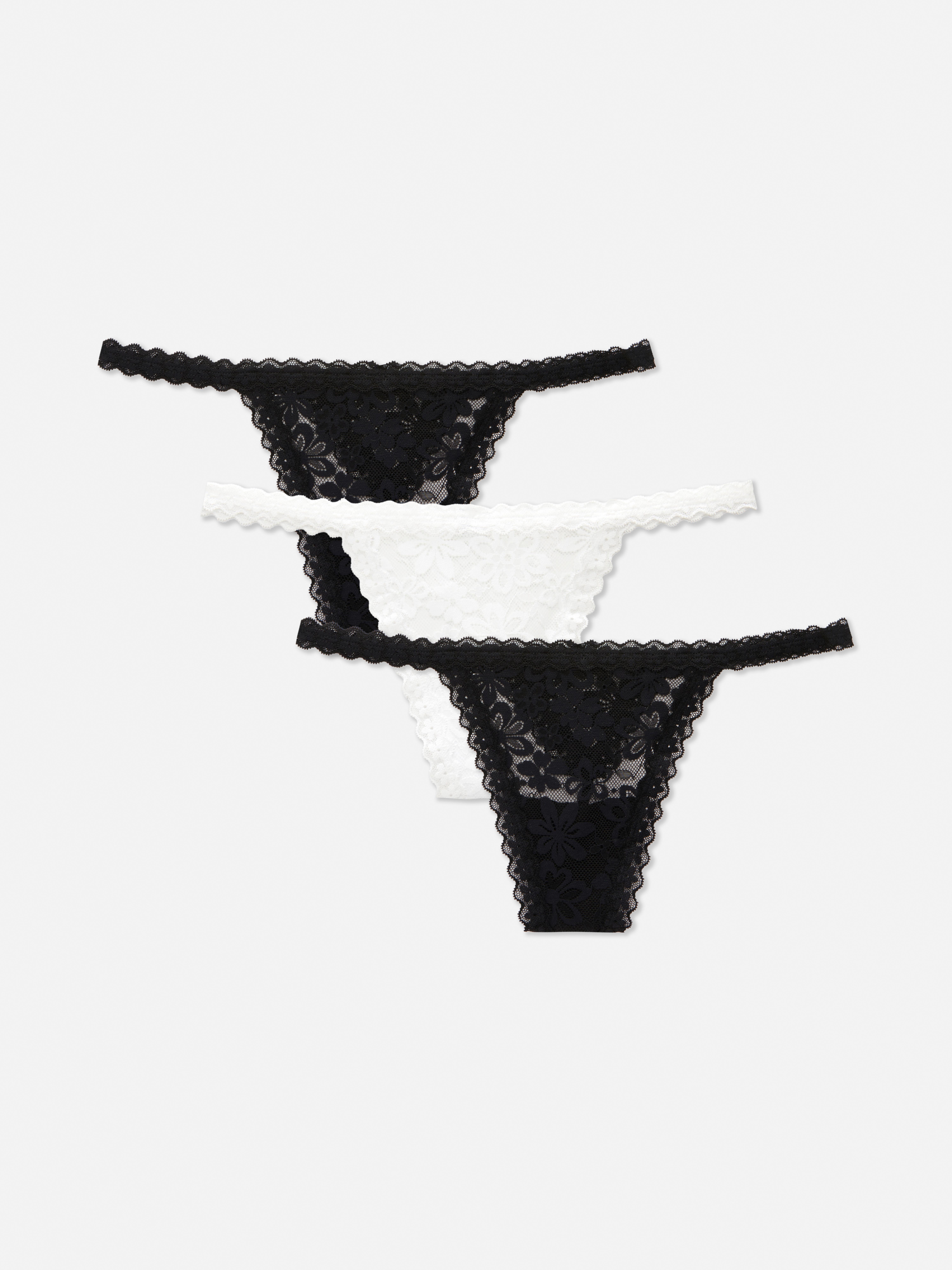 3pk Lace String Thongs