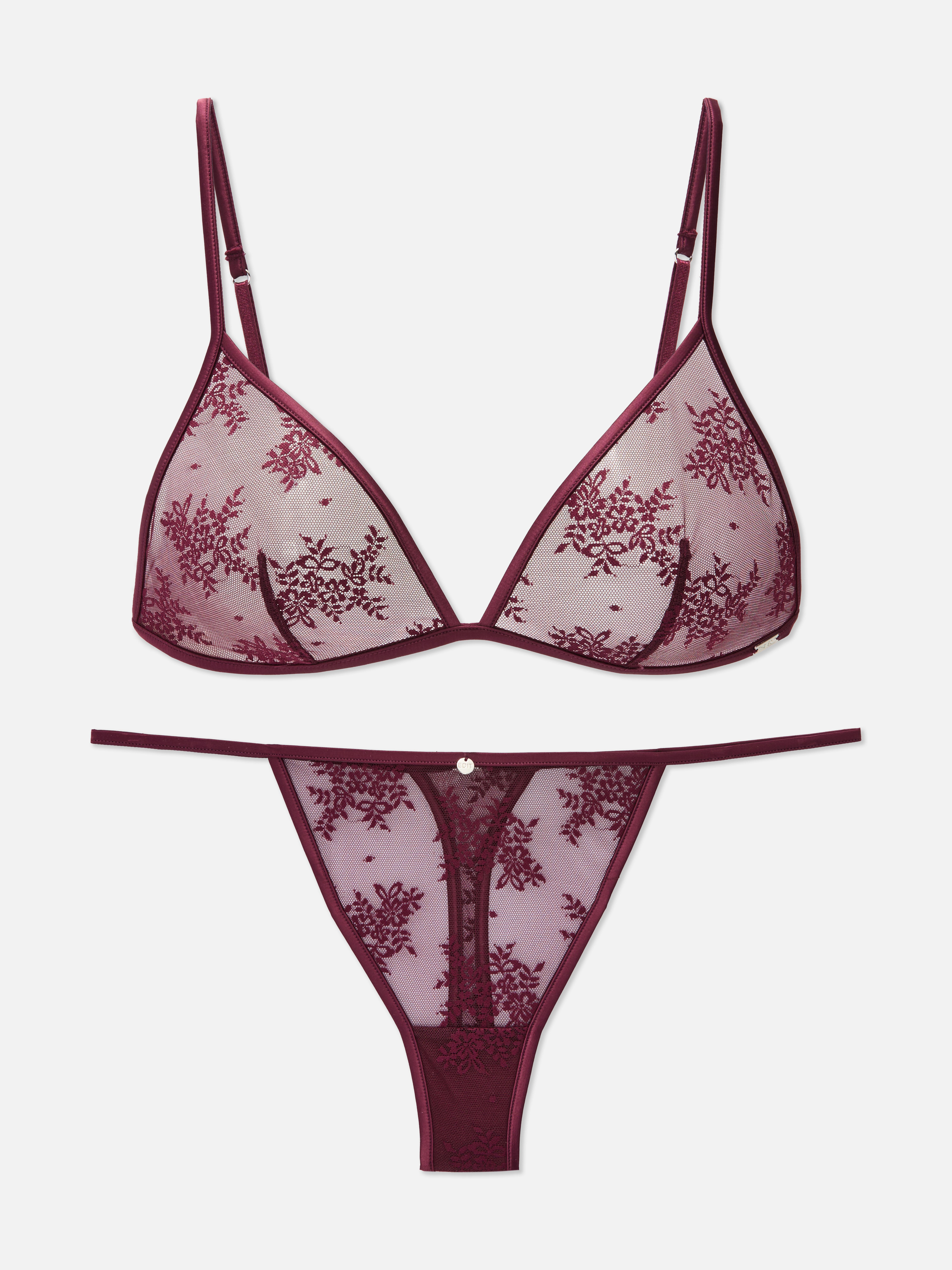 Lingerieset met kant The Edit Bordeauxrood