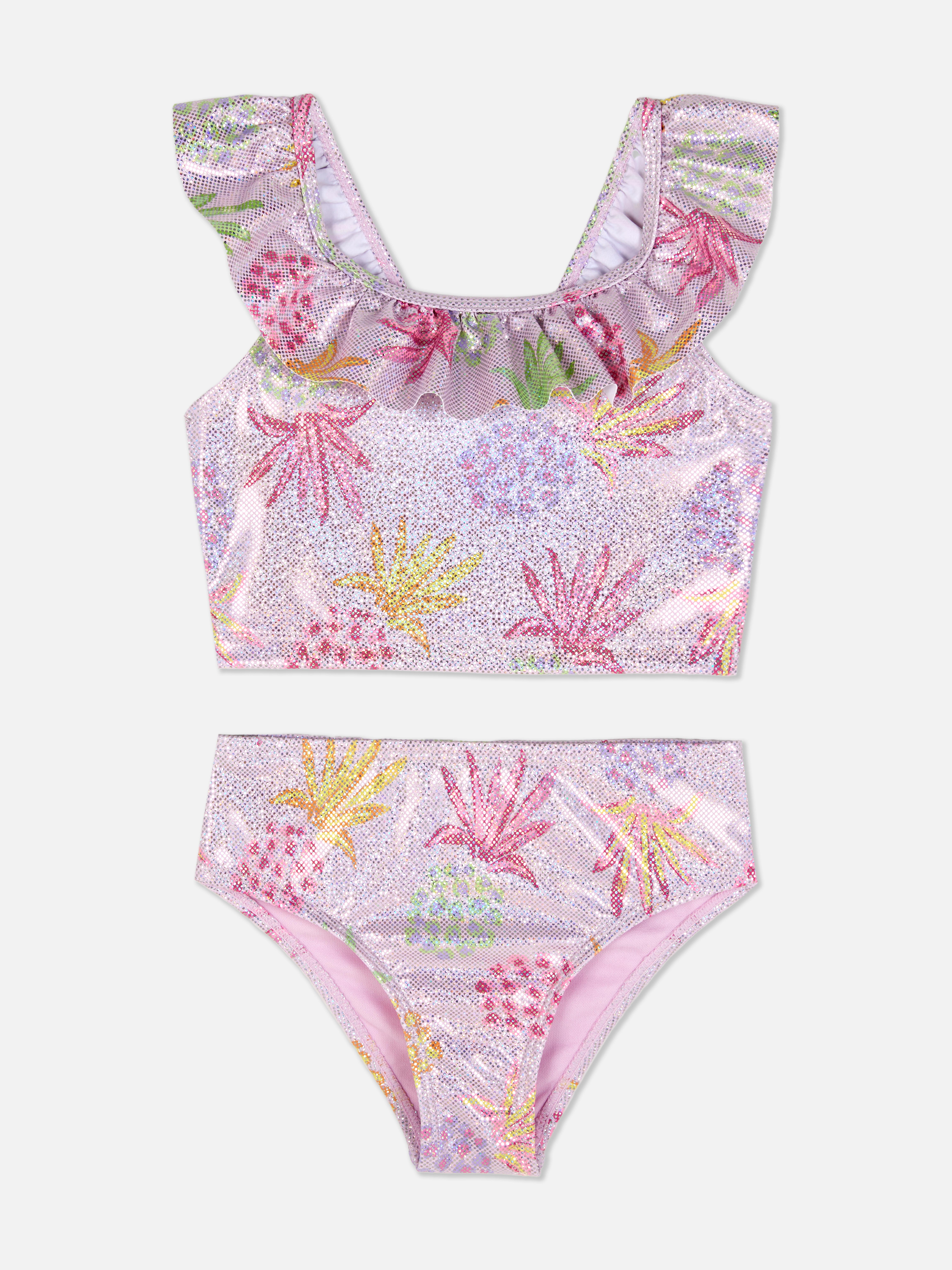 Bikini metallizzato con volant