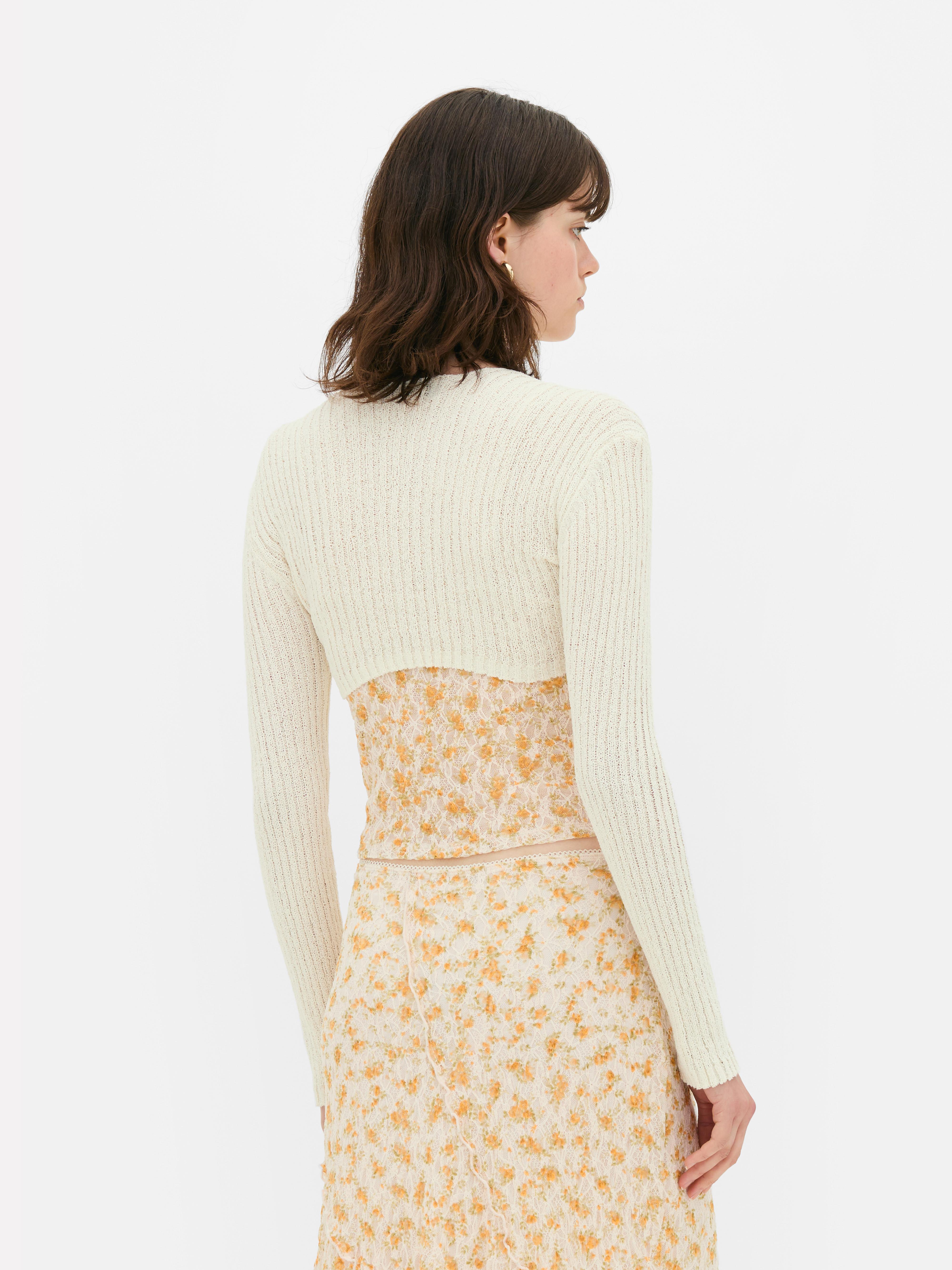 Cropped Tie Cardigan