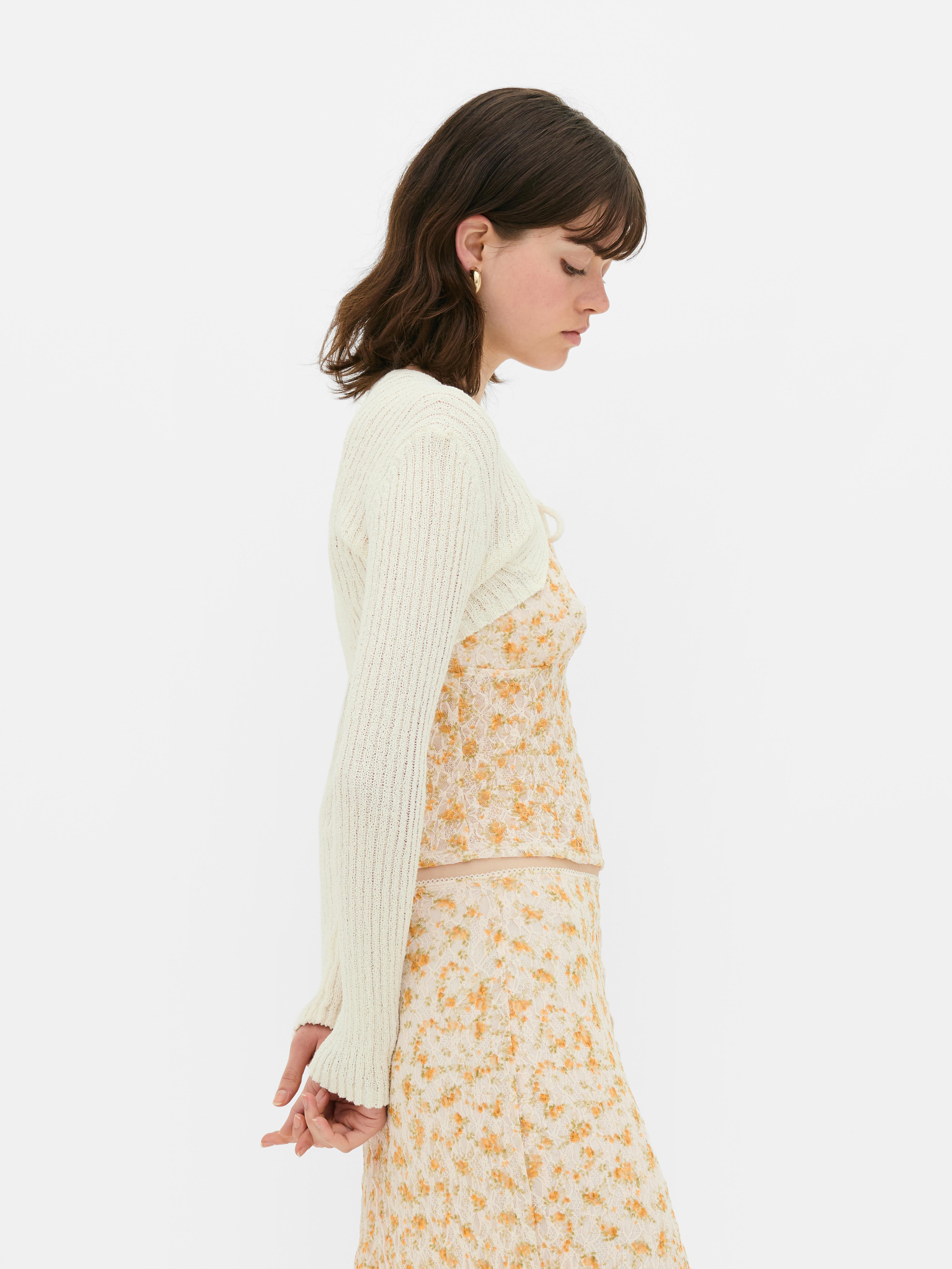 Cropped Tie Cardigan
