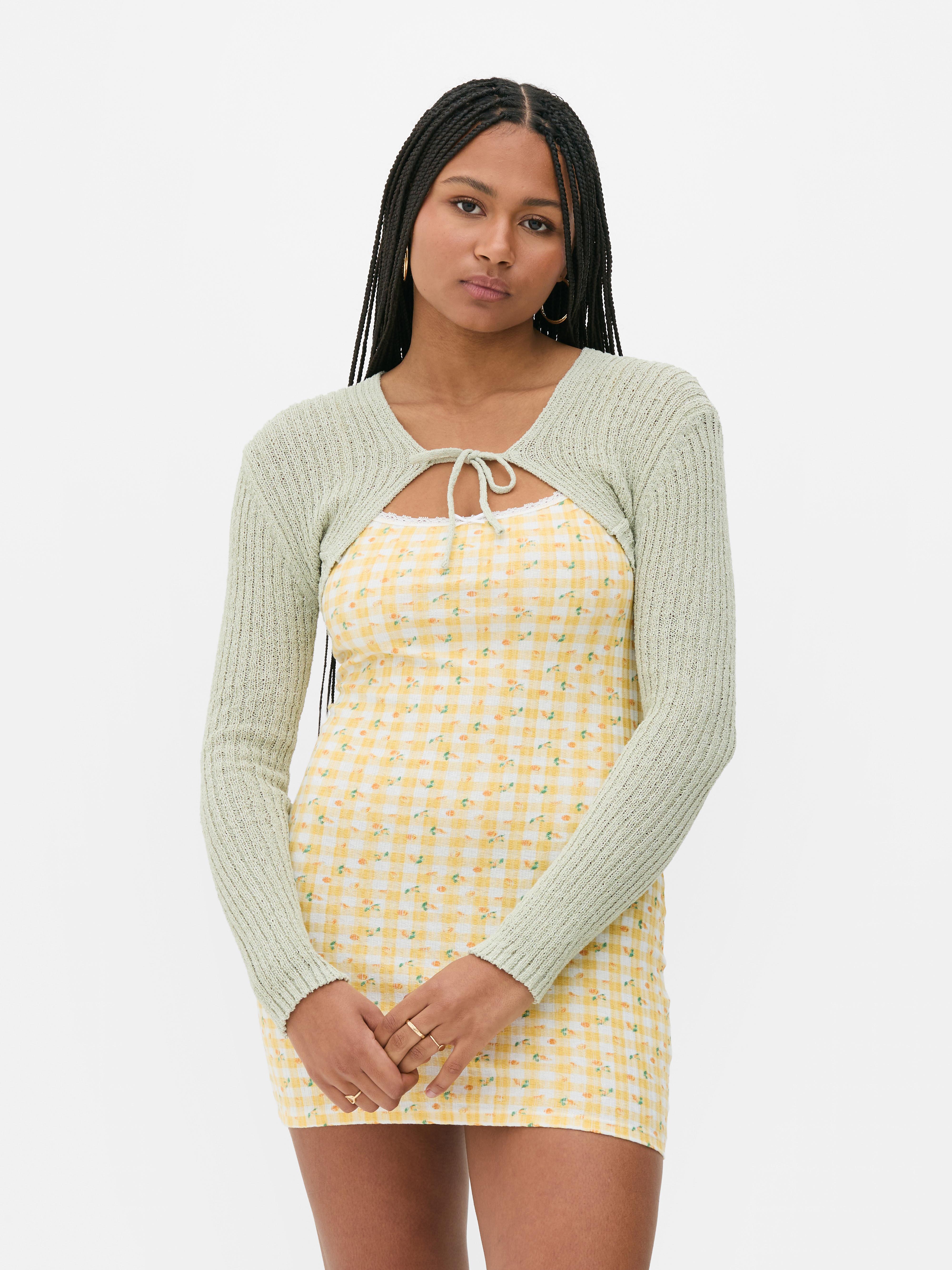 Cropped Tie Cardigan