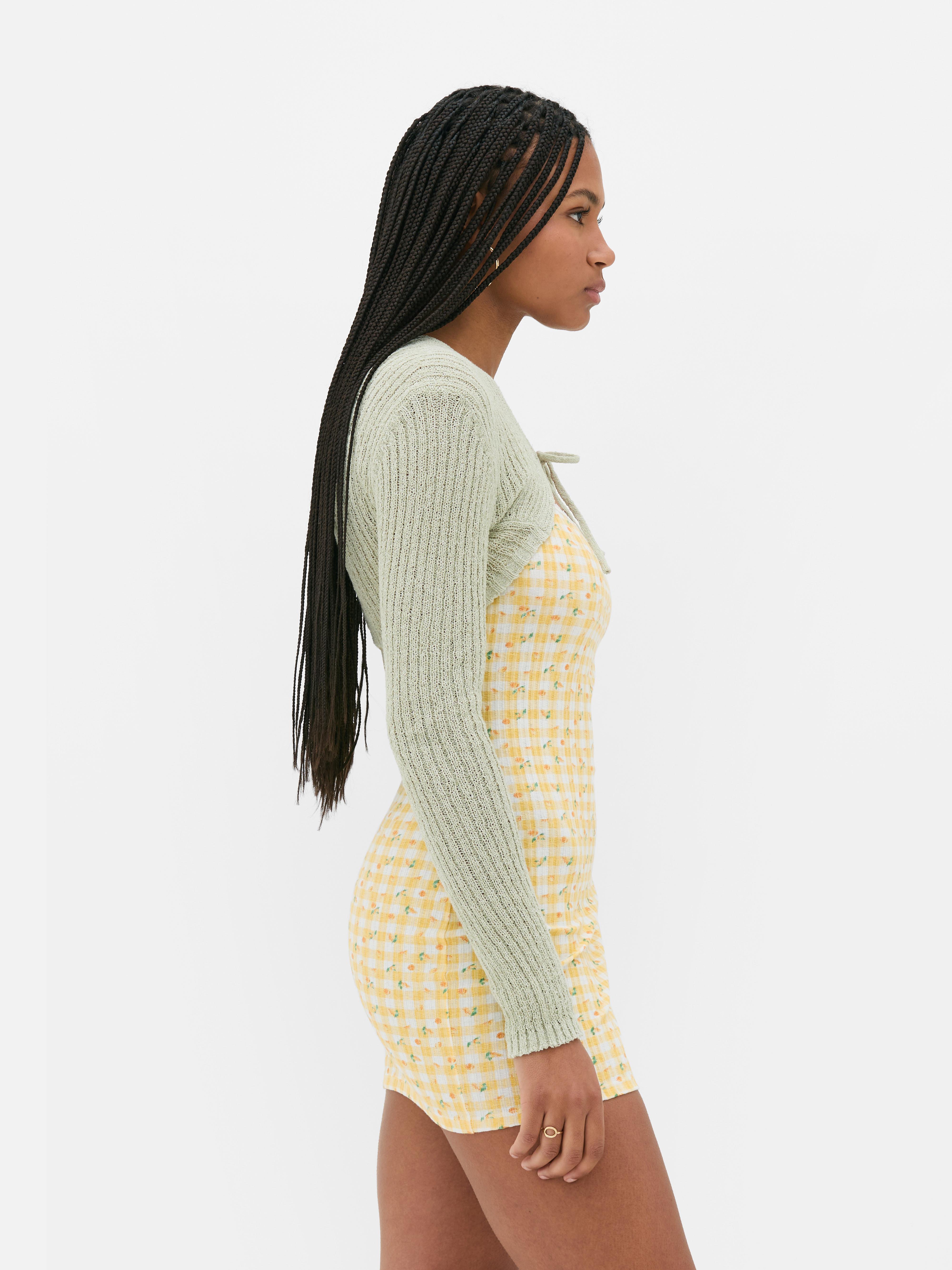 Cropped Tie Cardigan