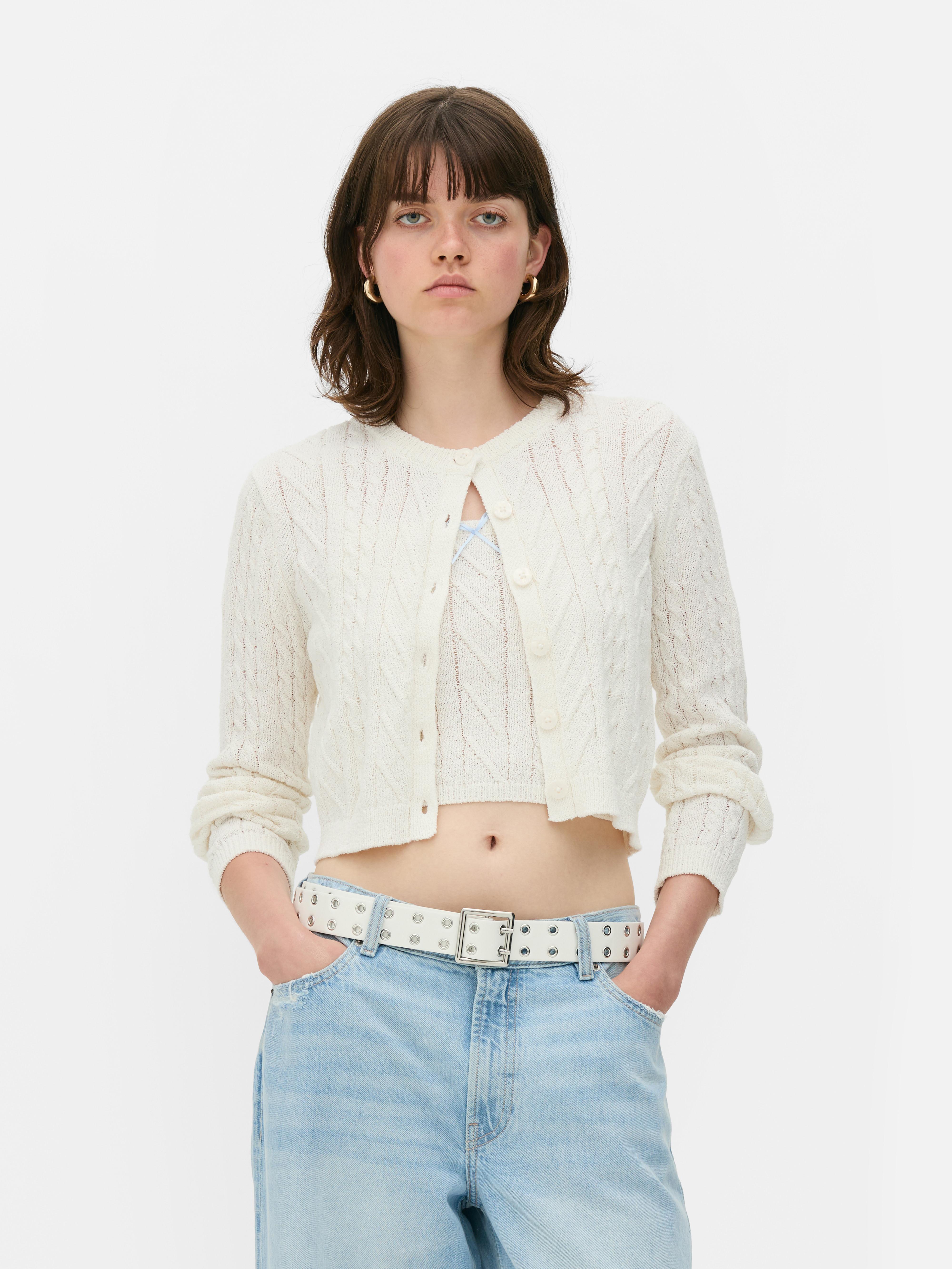 Cardigan mit Zopfmuster