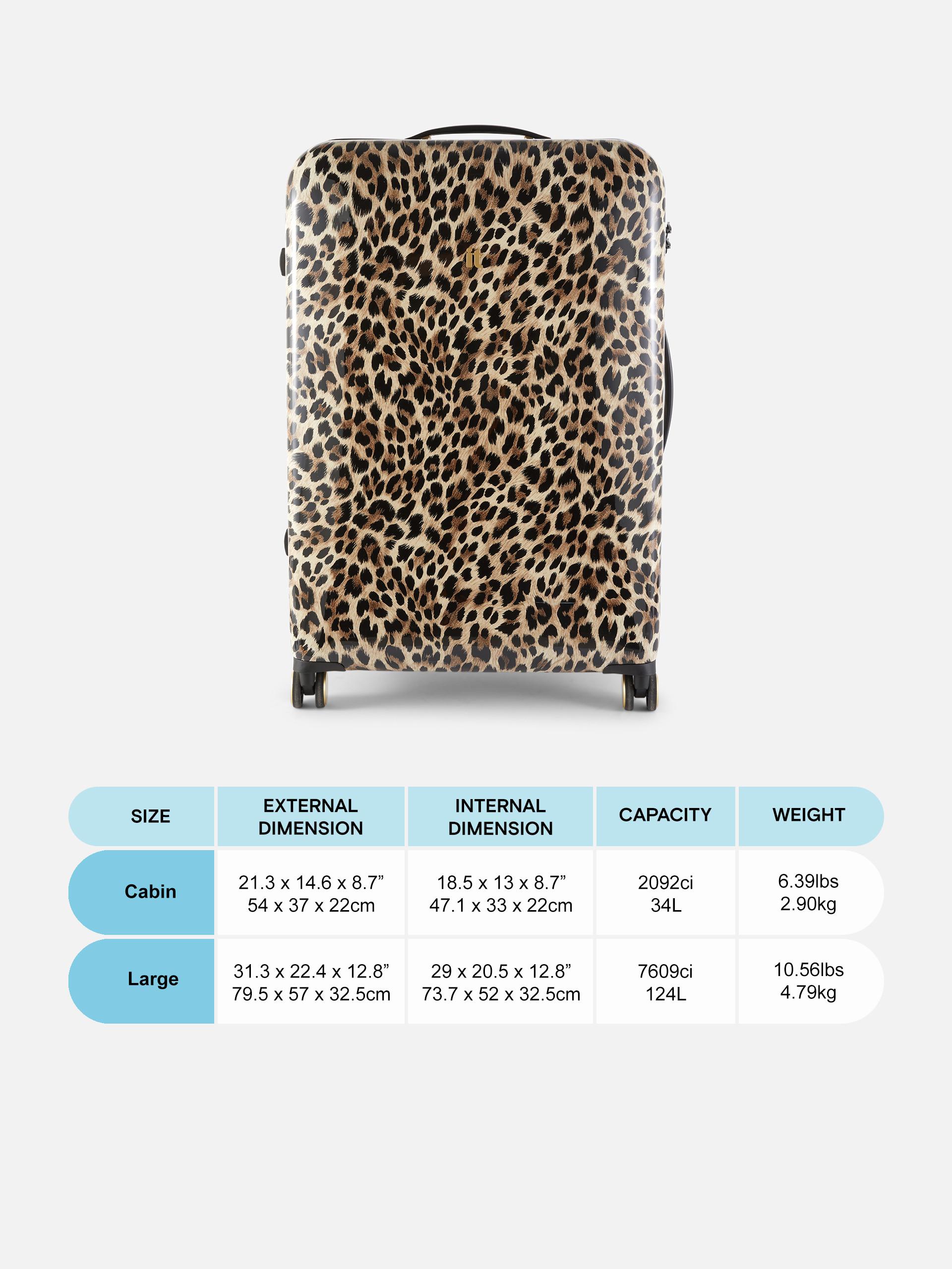 Valigia rigida con stampa leopardata