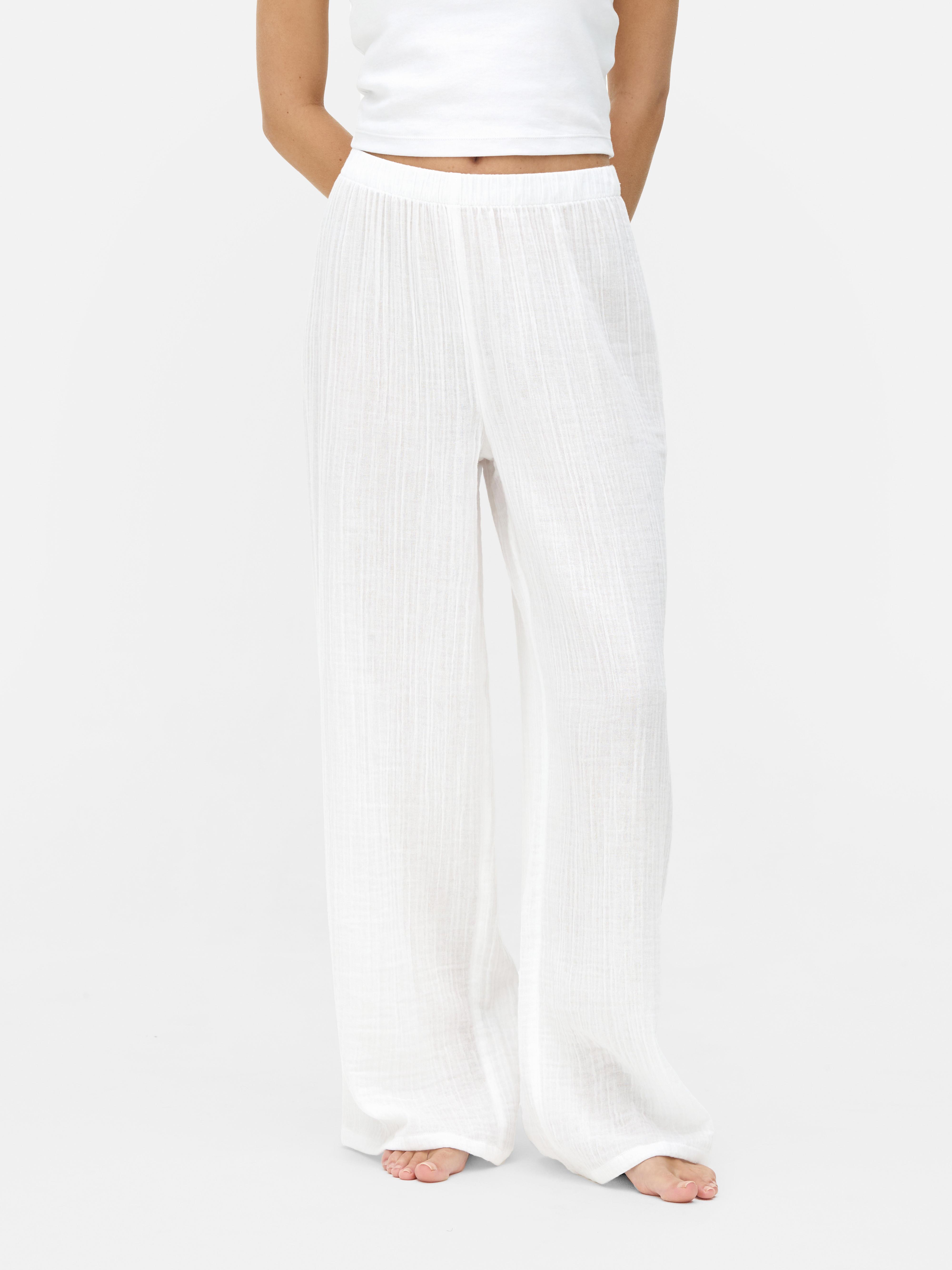 Pantaloni de pijama încrețiți cu croi larg