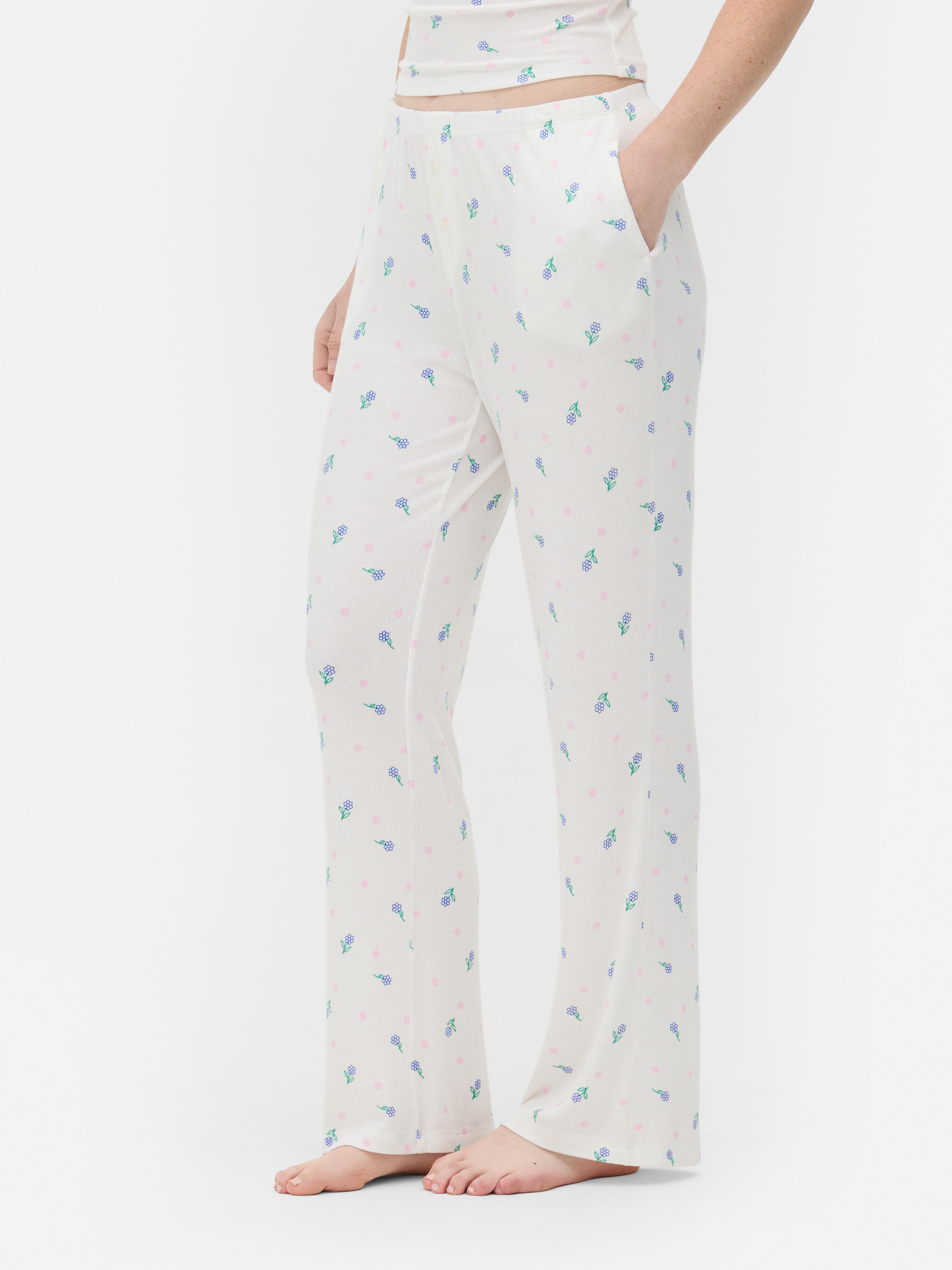 Calças pijama caneladas malha