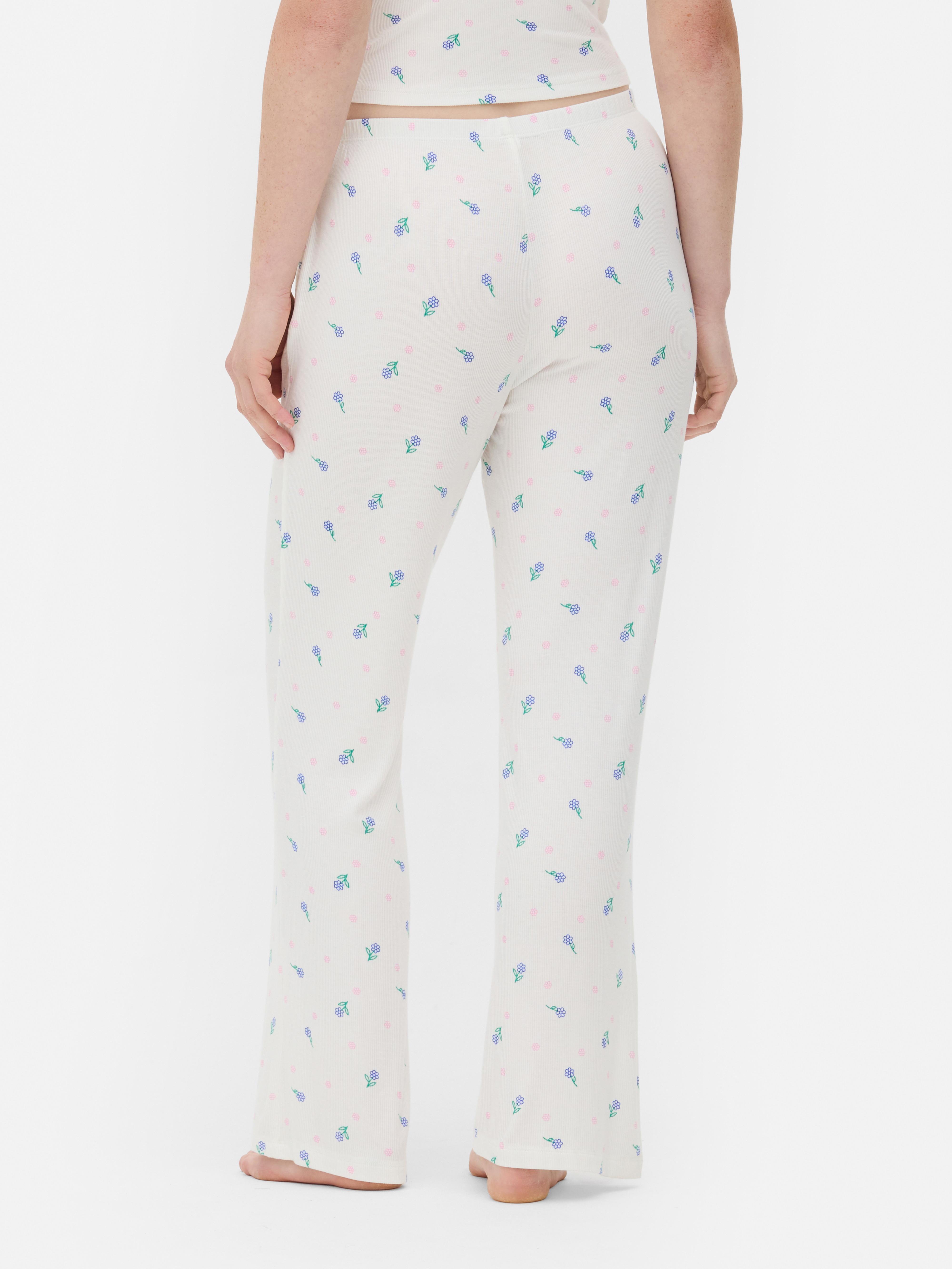 Calças pijama caneladas malha