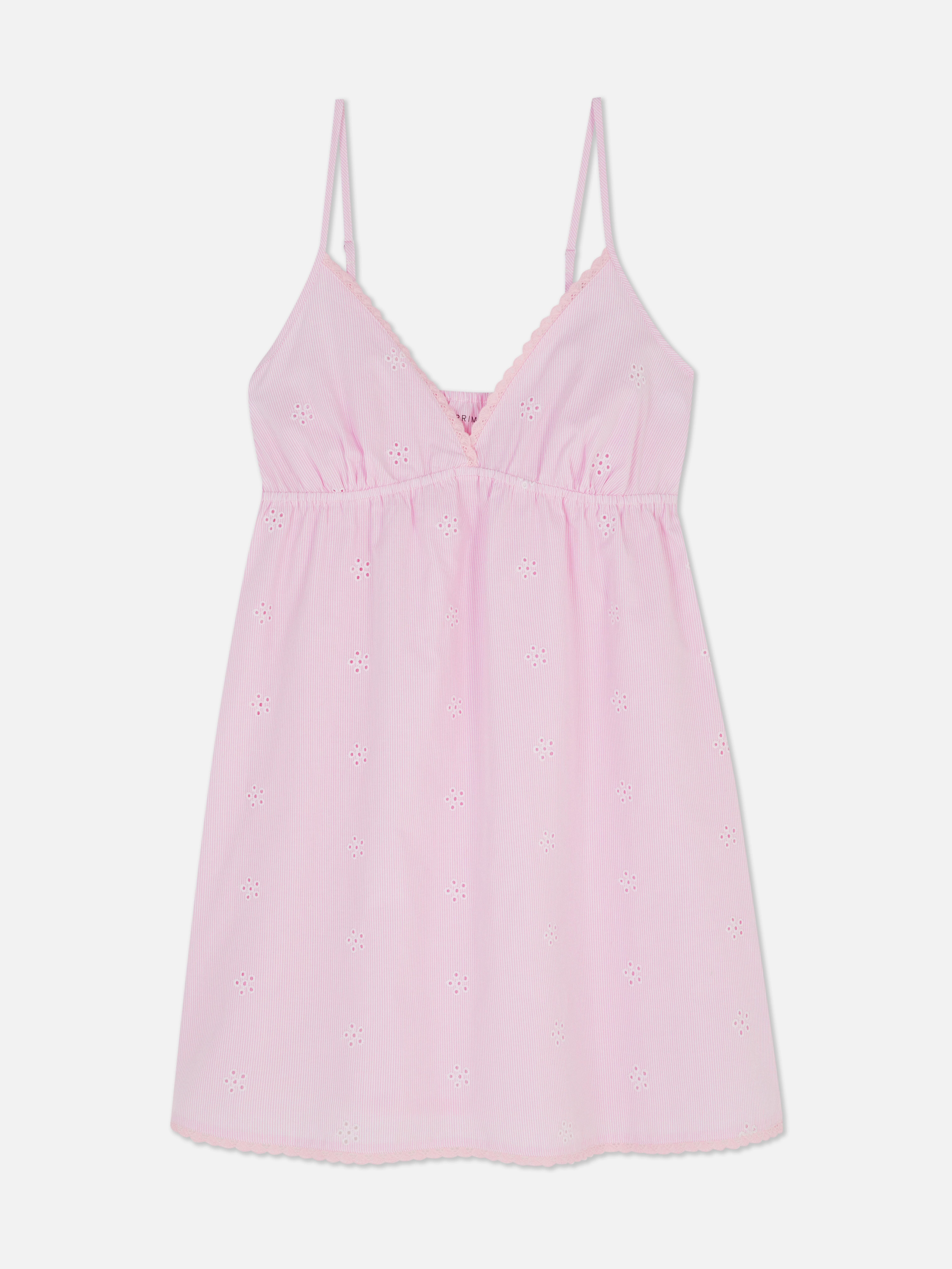 Camisa dormir decote V bordada