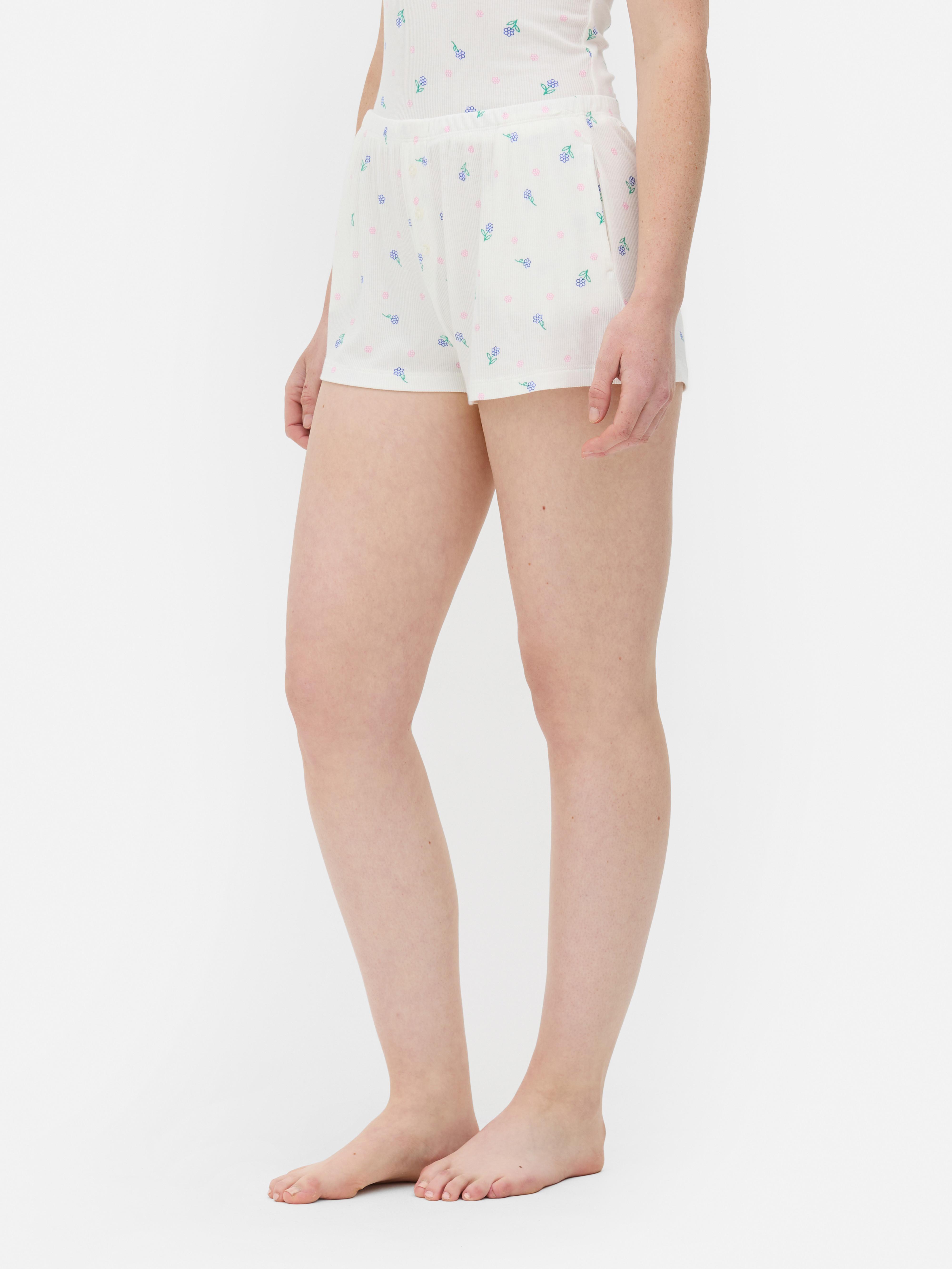 Calções pijama malha canelados