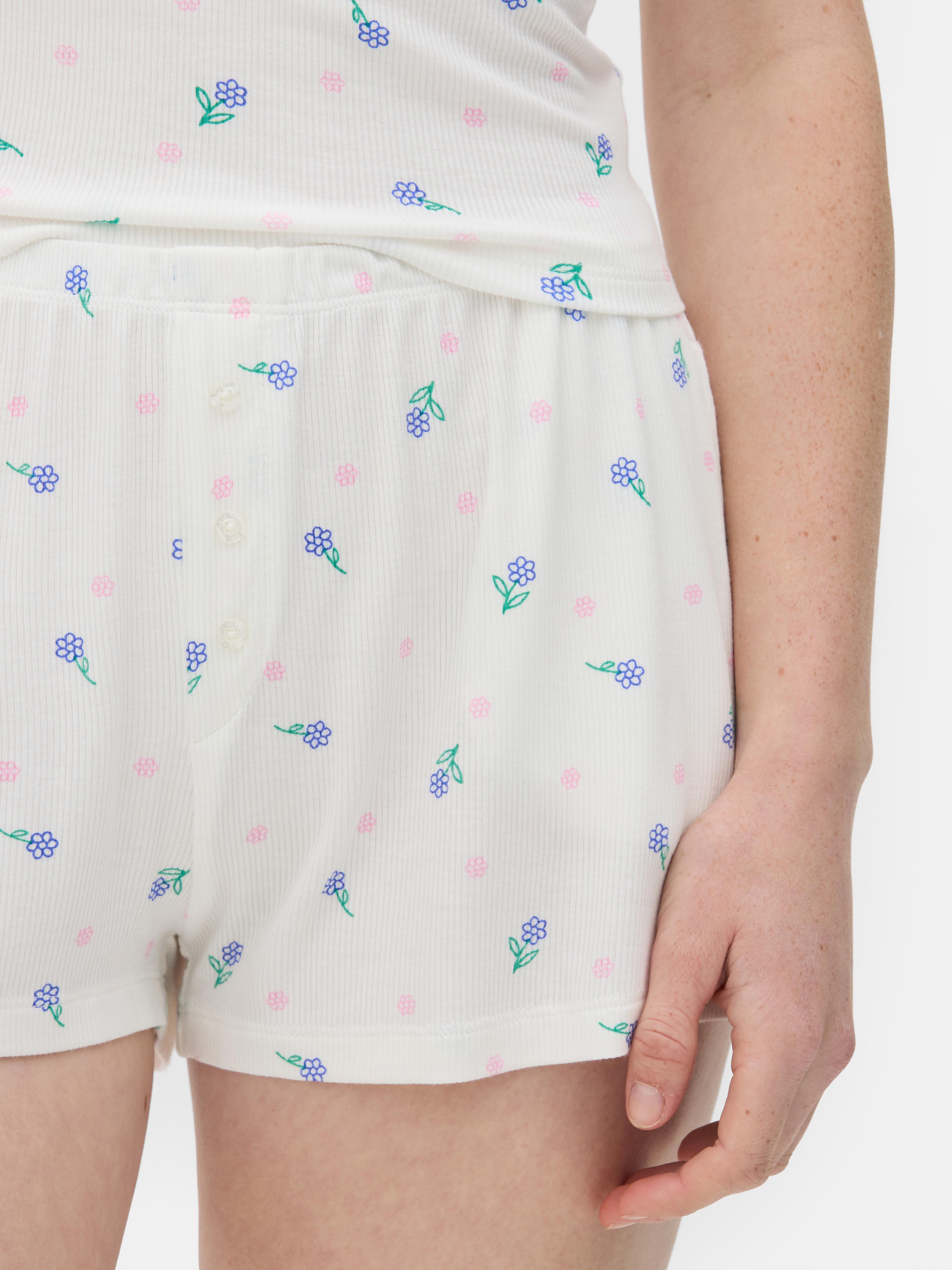 Calções pijama malha canelados