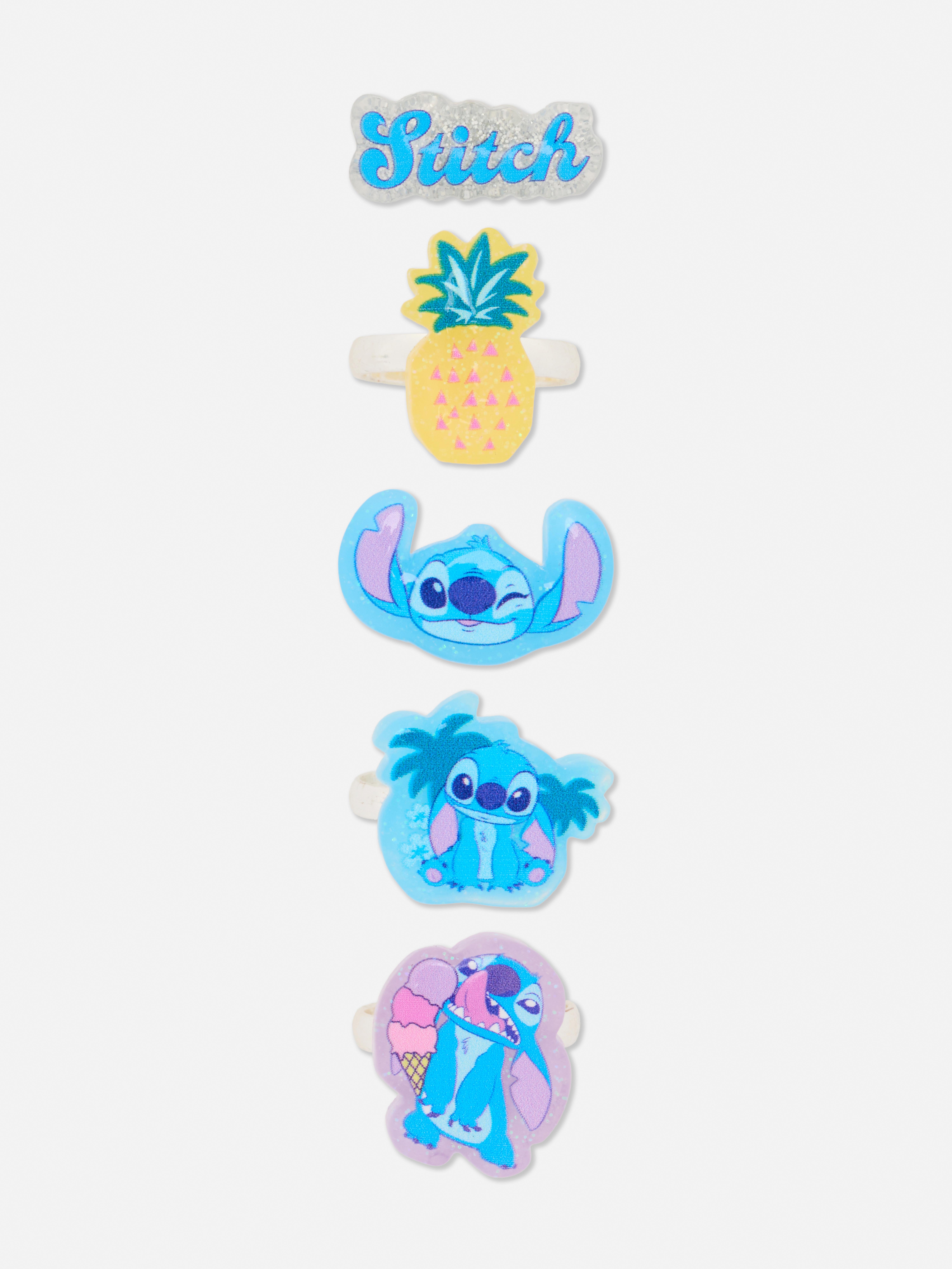 Lot de 5 bagues à breloques Disney Lilo & Stitch
