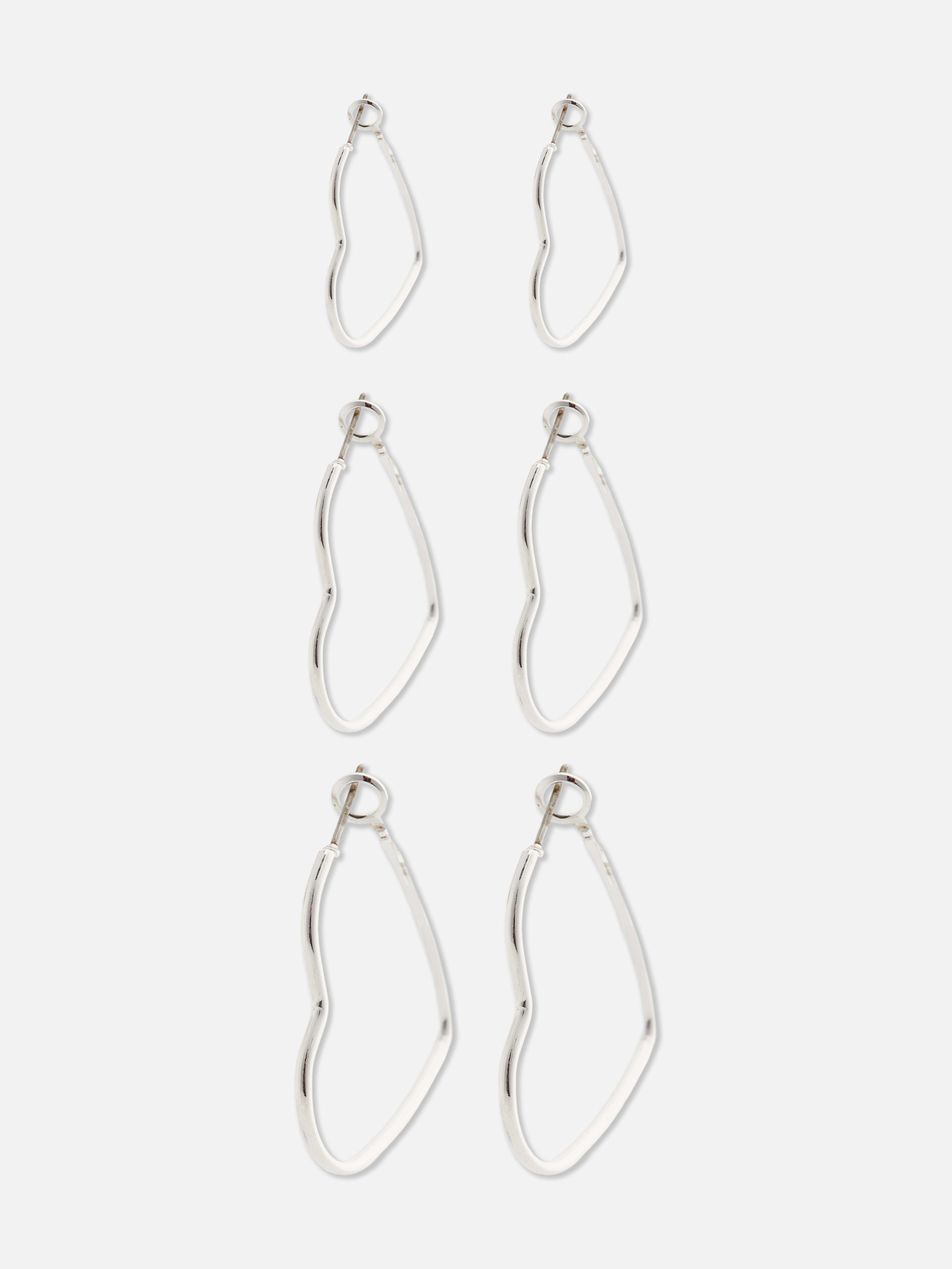 Lot de 3 créoles cœur The Edit Blanc